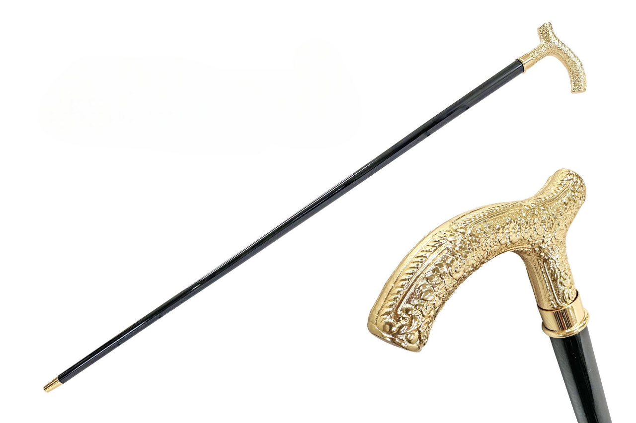Chic 24K Gold-Plated Walking Stick with Elegant Handmade Handle