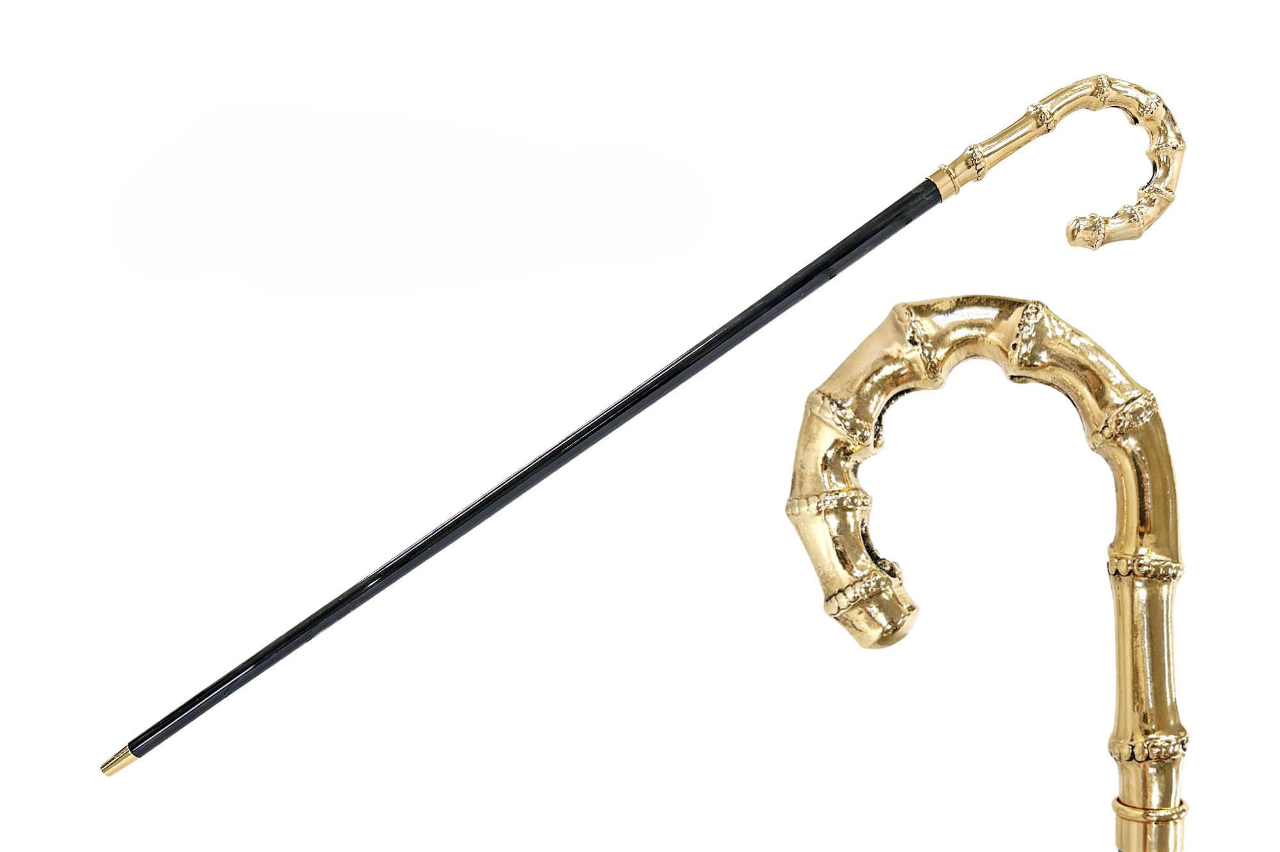Bamboo-Shaped 24K Gold-Plated Walking Stick – Handmade in Italy
