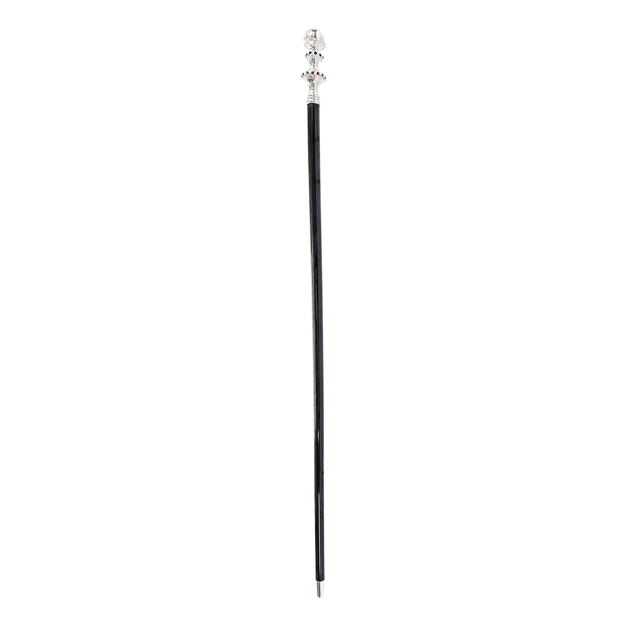 Luxury Italian Walking Cane with Silver-Plated 925 Handle and Crystals