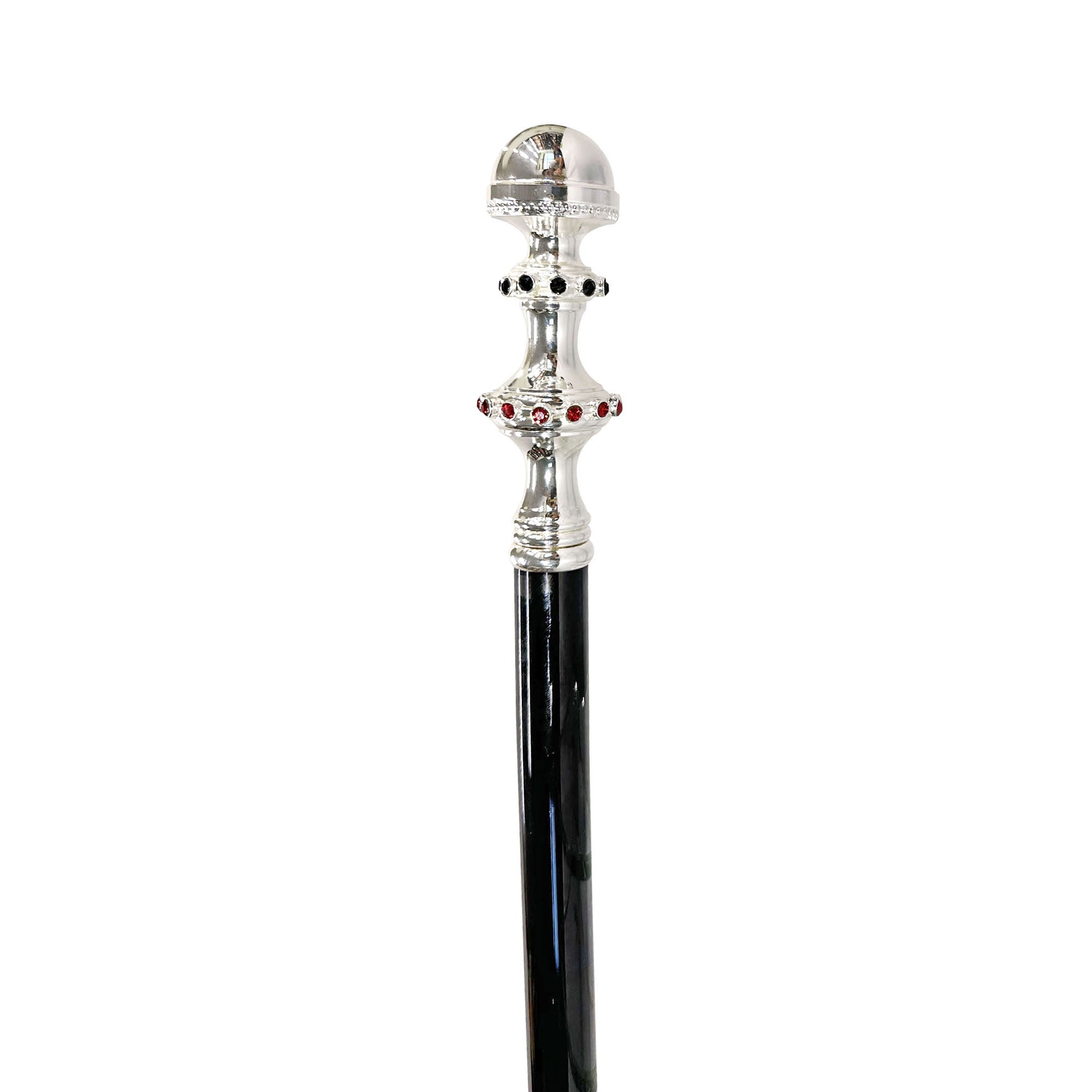 Luxury Italian Walking Cane with Silver-Plated 925 Handle and Crystals