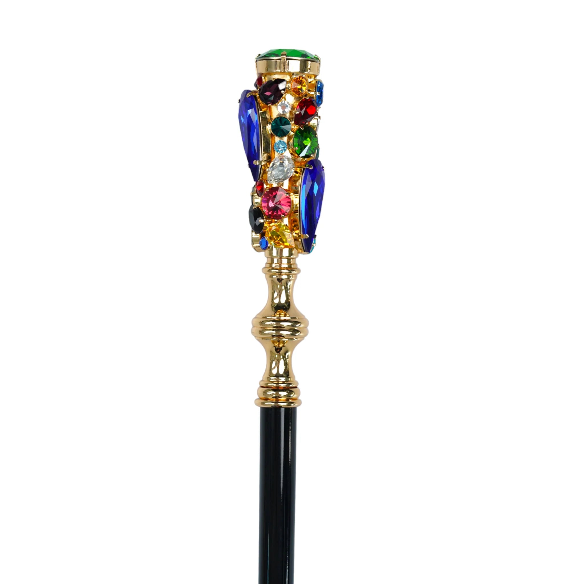 Luxury 24K Gold Walking Cane with Crystals – Handmade in Italy