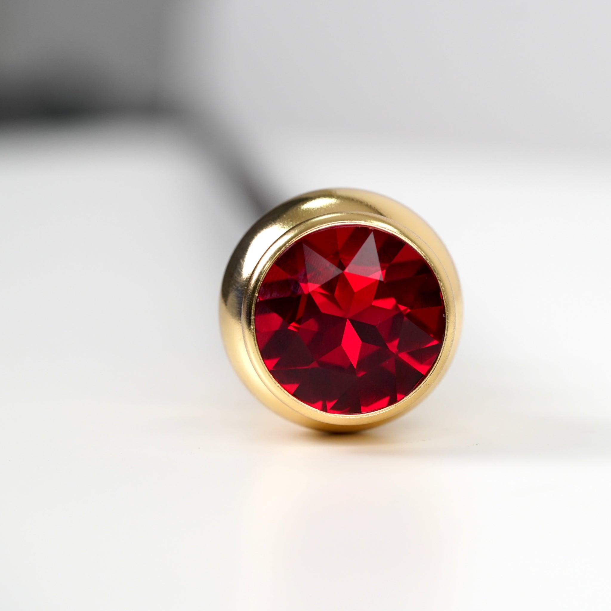 Handmade Italian Luxury 24K Gold-Plated Walking Cane with Red Crystal