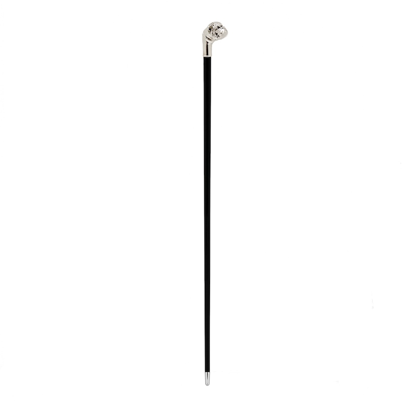 Luxury Silver Bulldog Walking Cane with Metal Handle – Handmade in Italy