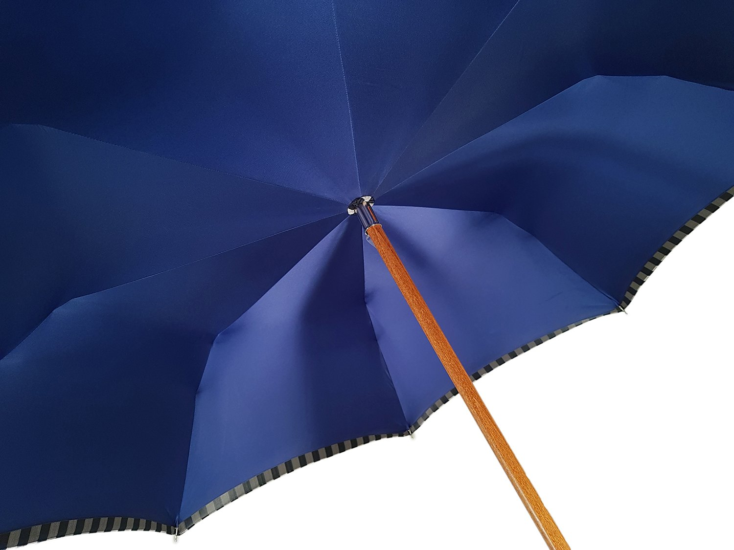 Sophisticated Double-Canopy Men’s Umbrella in Blue Striped Jacquard