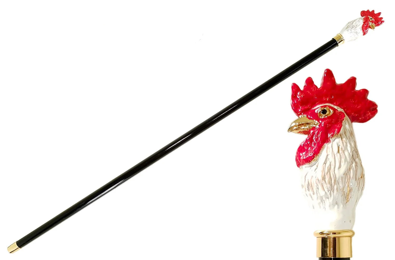 Luxury Gold Rooster Walking Cane – 24K Gold-Plated Art Cane