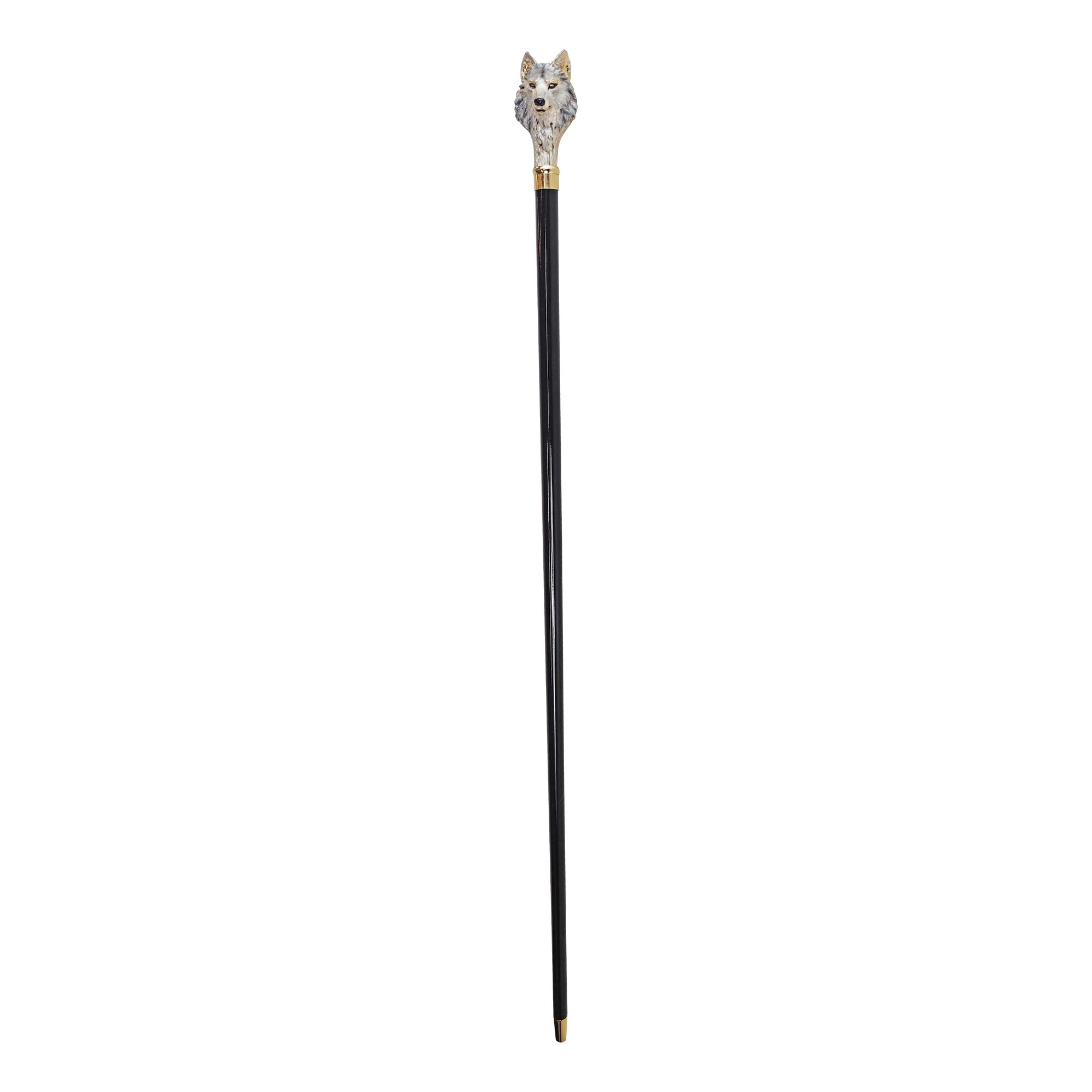 24K Gold-Plated Wolf Walking Stick – Hand-Painted Italian Masterpiece