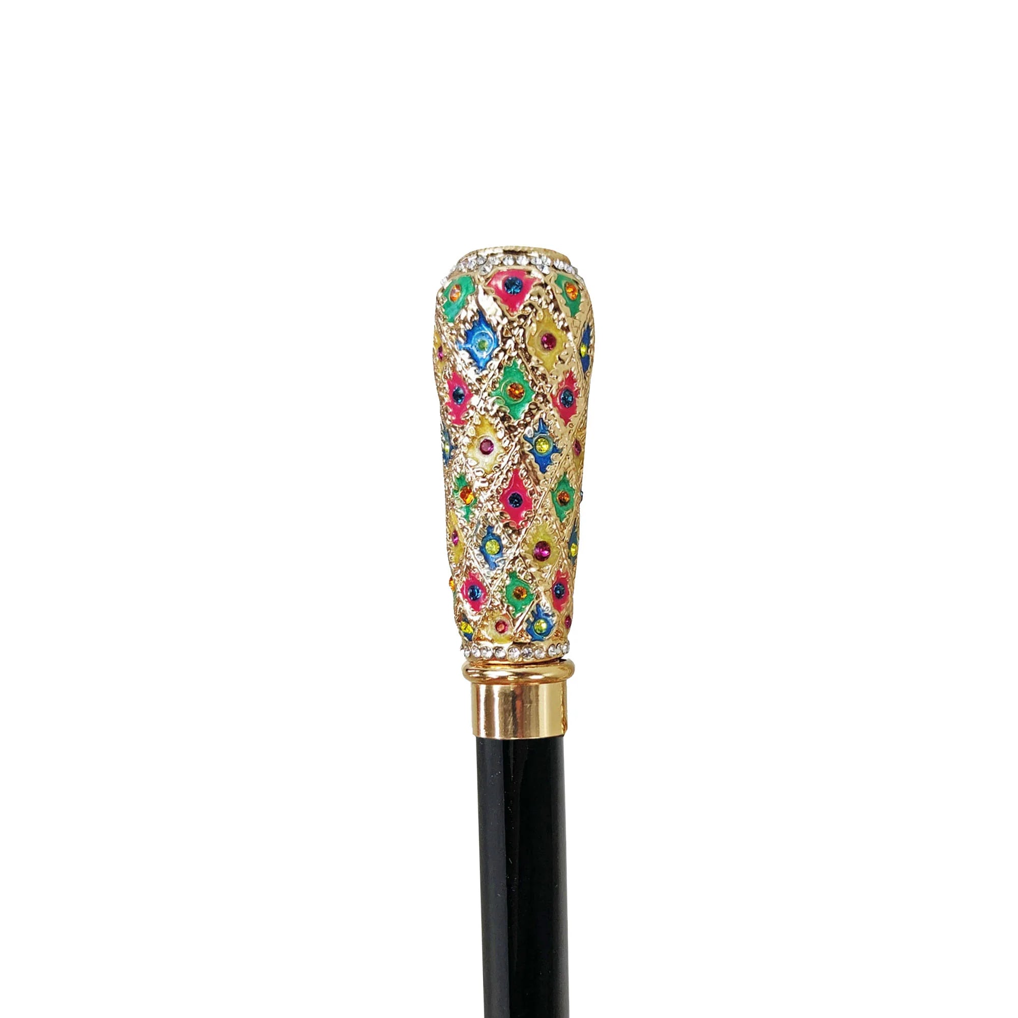 Milord Walking Stick – 24K Gold-Plated Cane with Multicolor Crystals