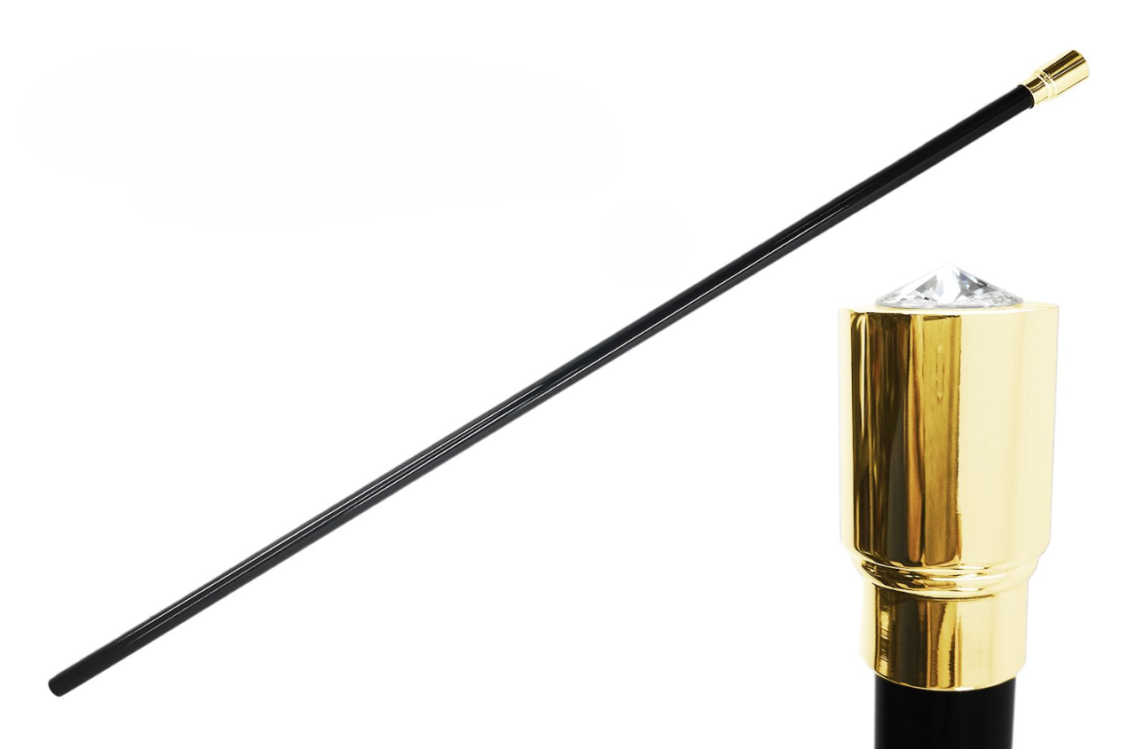 Luxurious 24K Gold-Plated Walking Stick with Swarovski Crystal