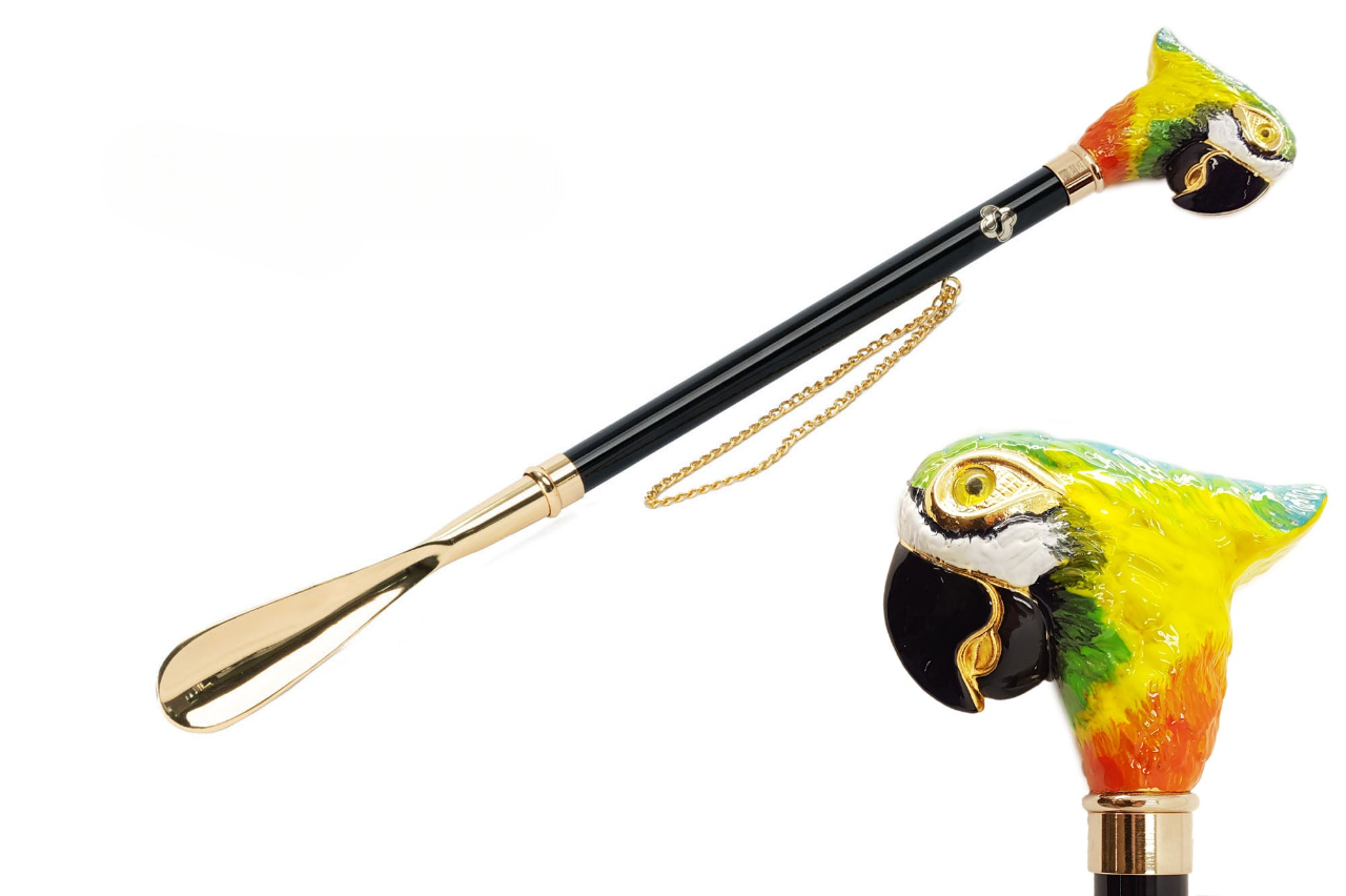 Exclusive Parrot Hand-Painted 24K Gold-Plated Parrot Shoehorn