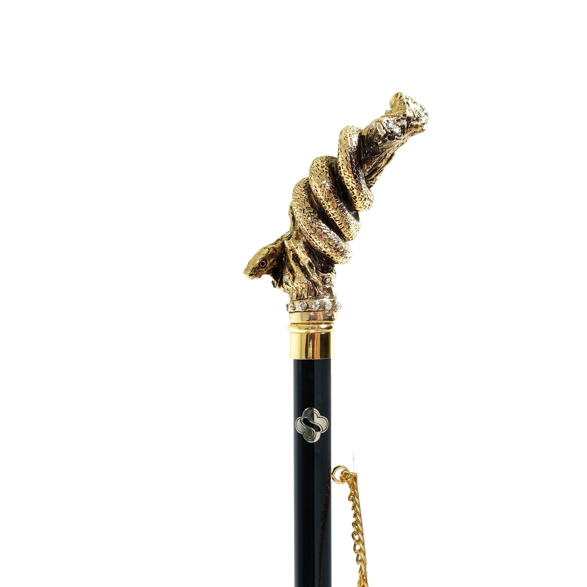 Snake on Branch Shoehorn – 24K Gold-Plated Artistry with Crystals