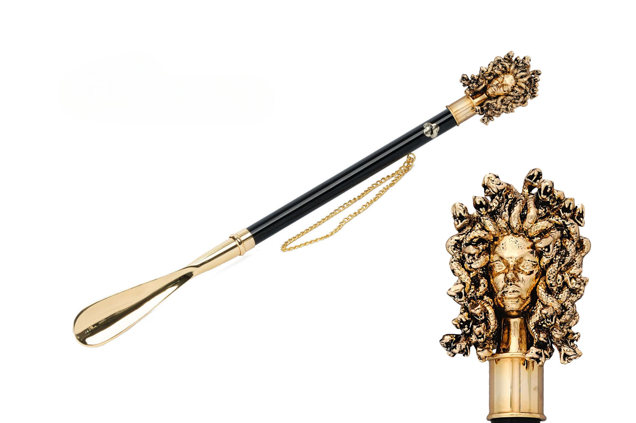 24K Gold-Plated Medusa Shoehorn – Handmade Italian Luxury Accessory
