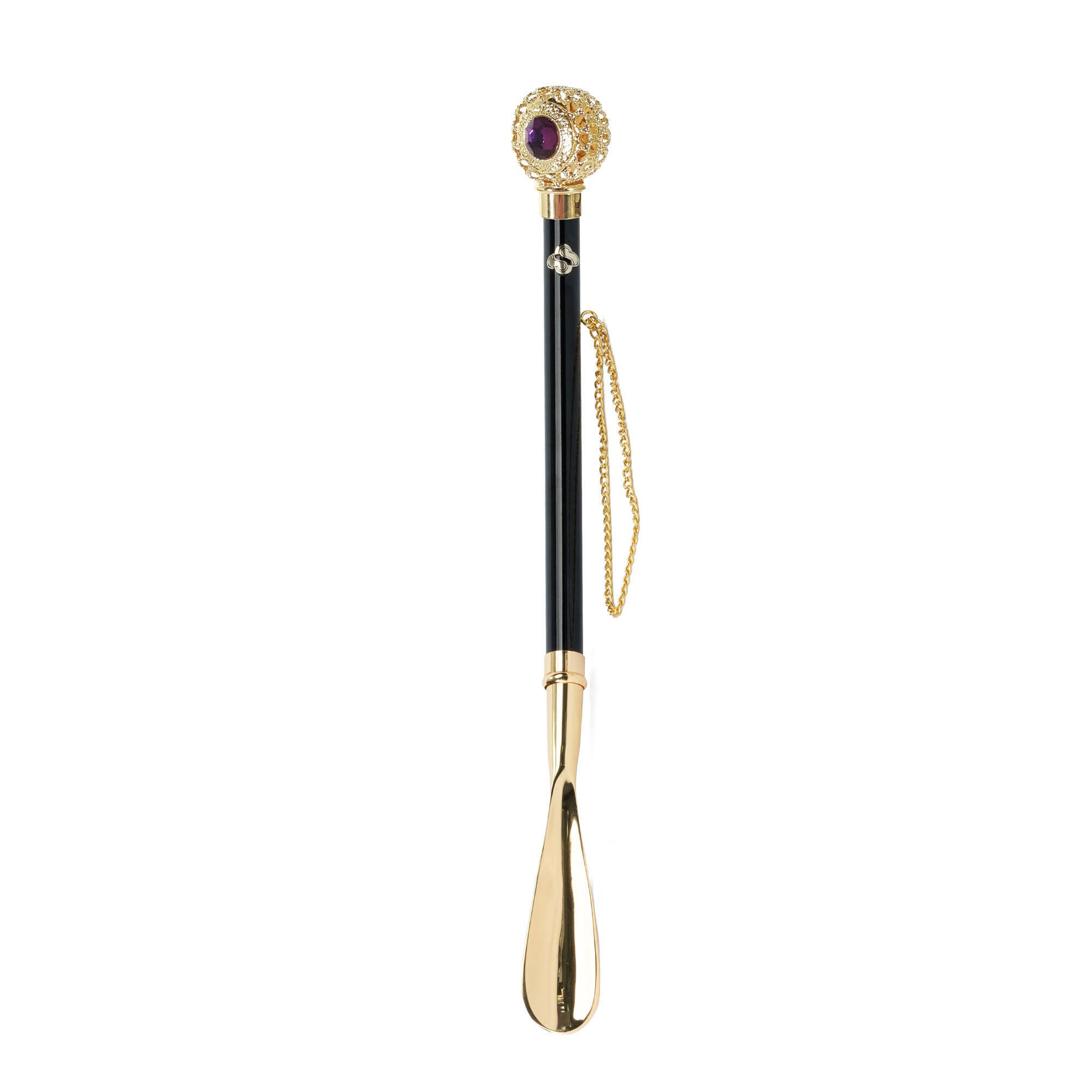 Handcrafted Luxury 24K Gold-Plated with Amethyst Crystals Shoehorn
