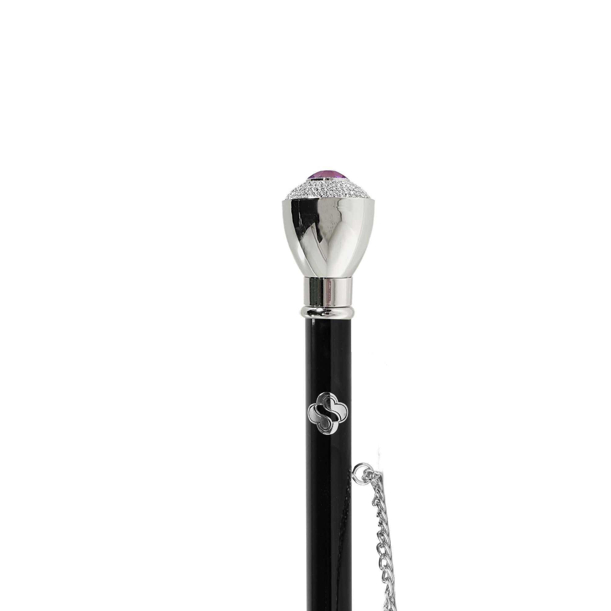 Italian Silver 925 Shoehorn with Elegant Crystal-Encrusted Knob