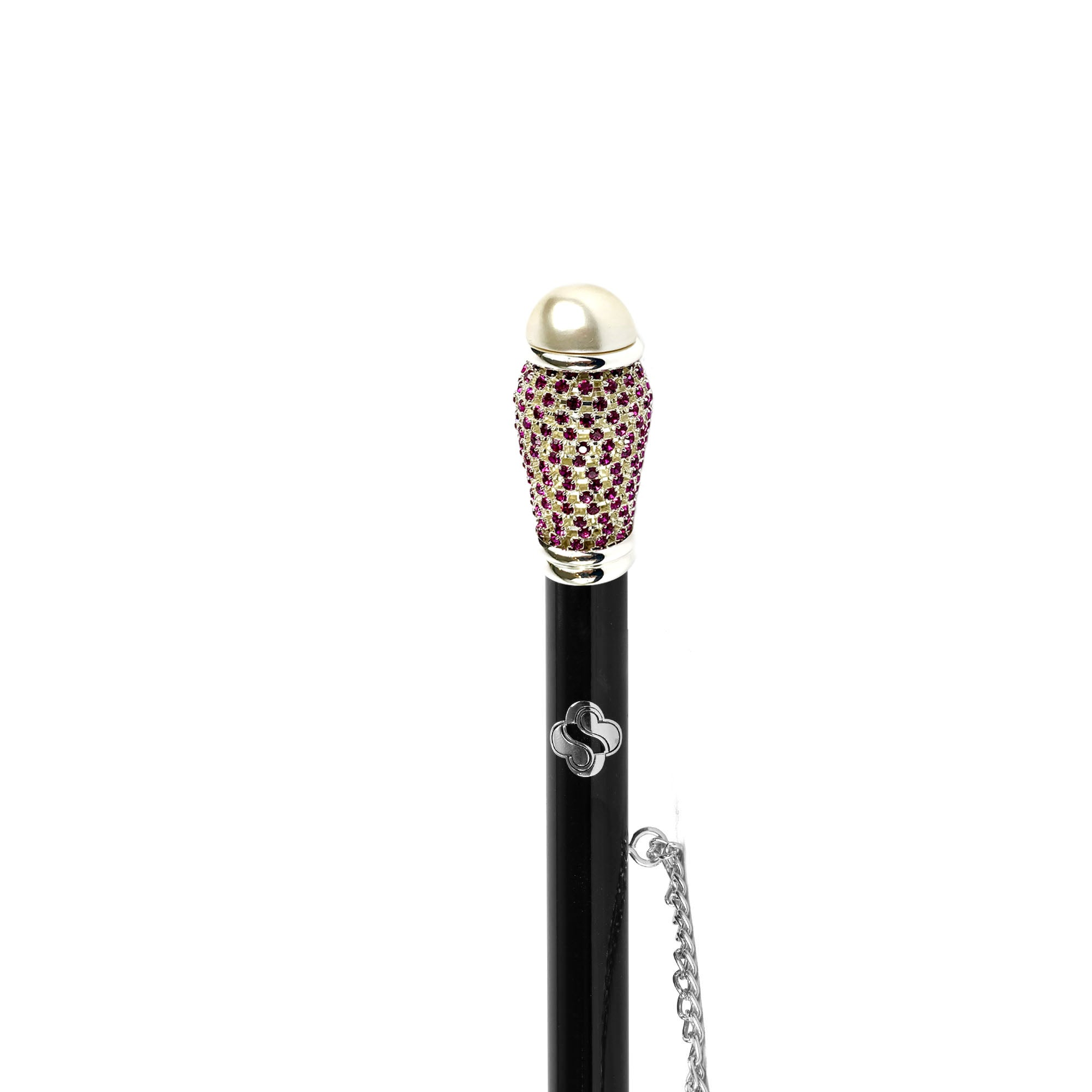 Designer Exquisite Shoehorn with Fuchsia Crystals Handle
