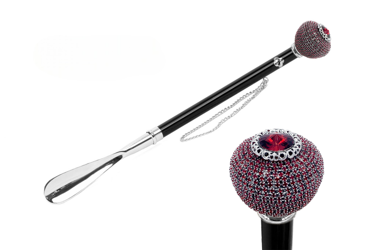 Unique Fashionable Shoehorn with Red Crystals Handle