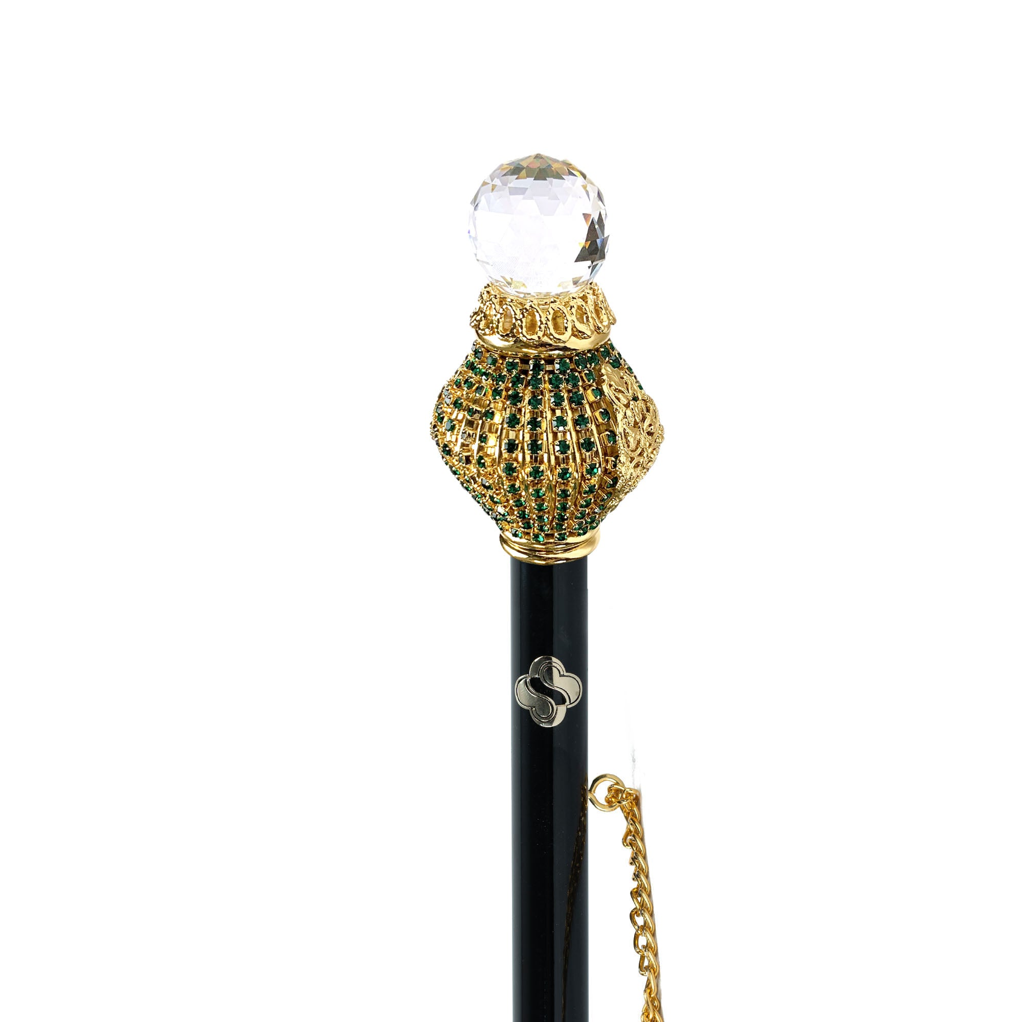 Artisanal Luxury Shoehorn with Emerald Crystals Handle