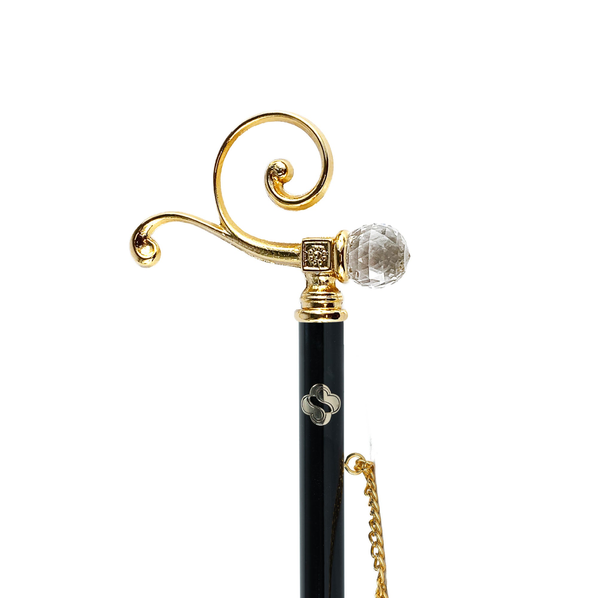 Sculpted Elegant Italian Shoehorn with Gold Crystal Handle
