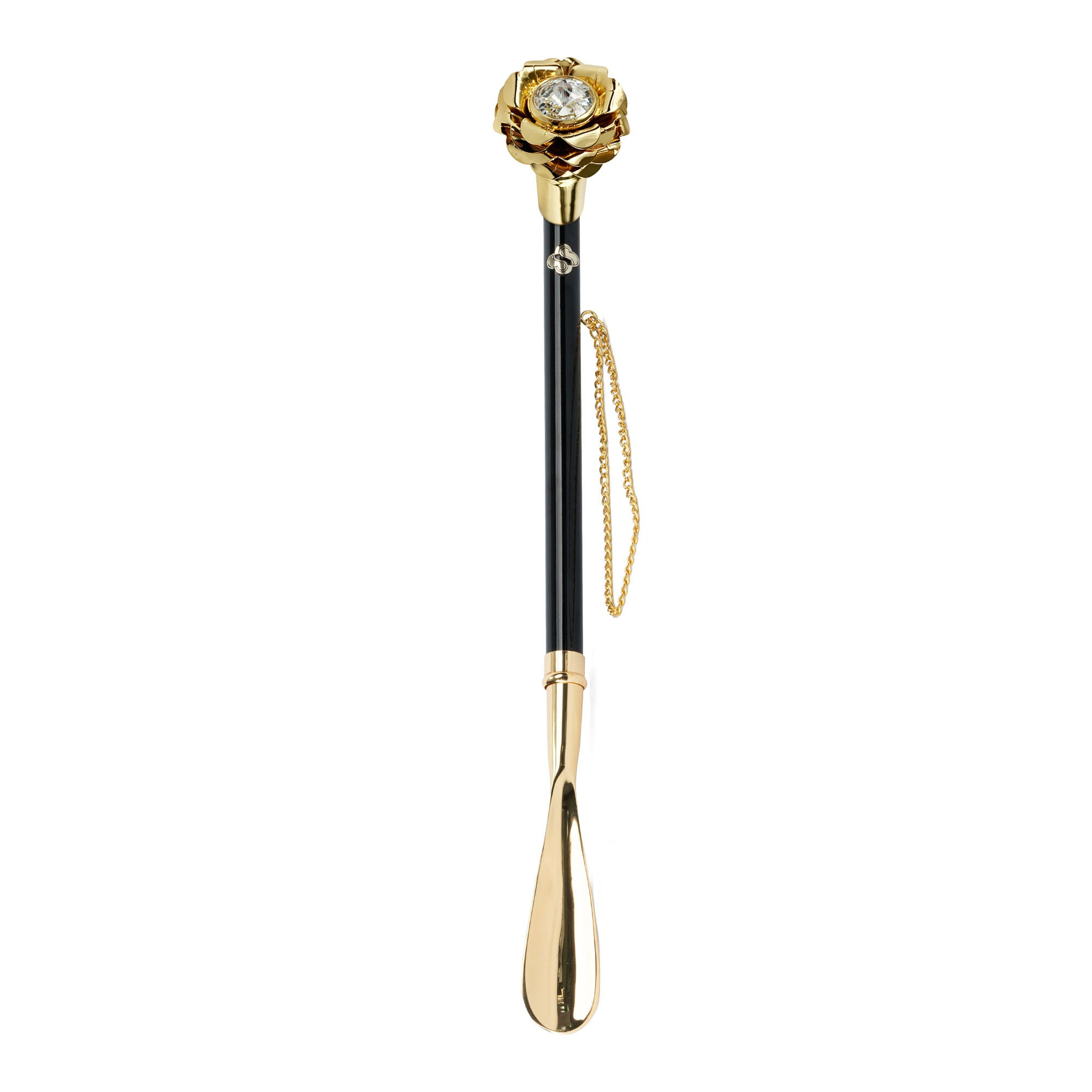24K Gold-Plated Italian Artisan Golden Rose Embellishment Shoehorn