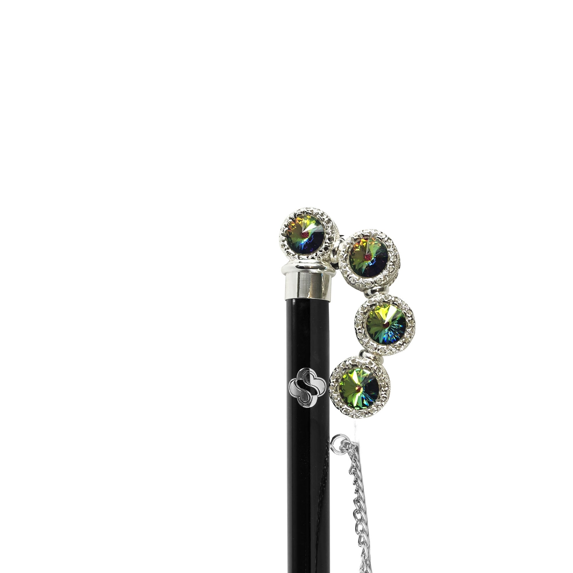 Handcrafted 925 Silver Plated Shoehorn with Multicolor Crystals