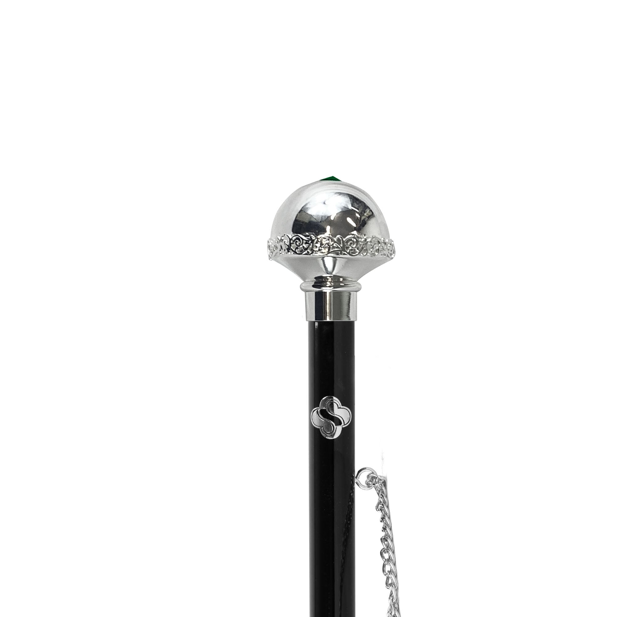 Sparkling Silver-Plated 925 Shoehorn with Emerald Crystal Knob