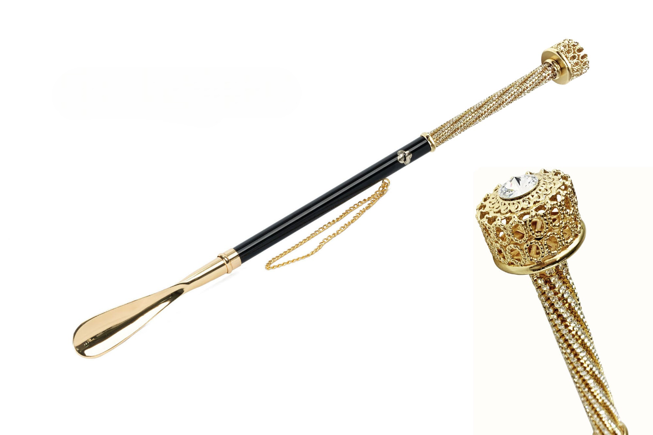 Golden Accents Italian Handcrafted Shoehorns with Crystal Detailing