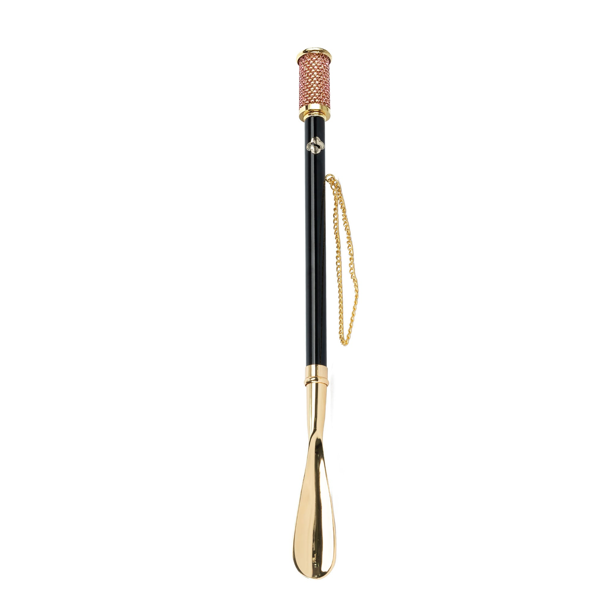 Luxury Crystal Shoehorn with Elegant Pink Accents – Italian 24K Gold