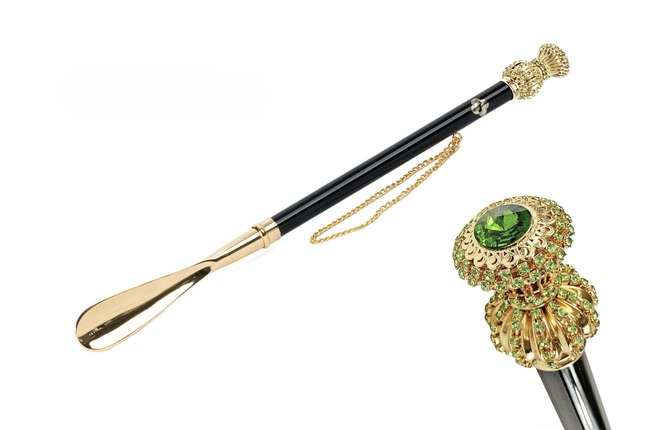 Handcrafted Italian Exquisite Crystal 24K Gold Plated Shoehorn