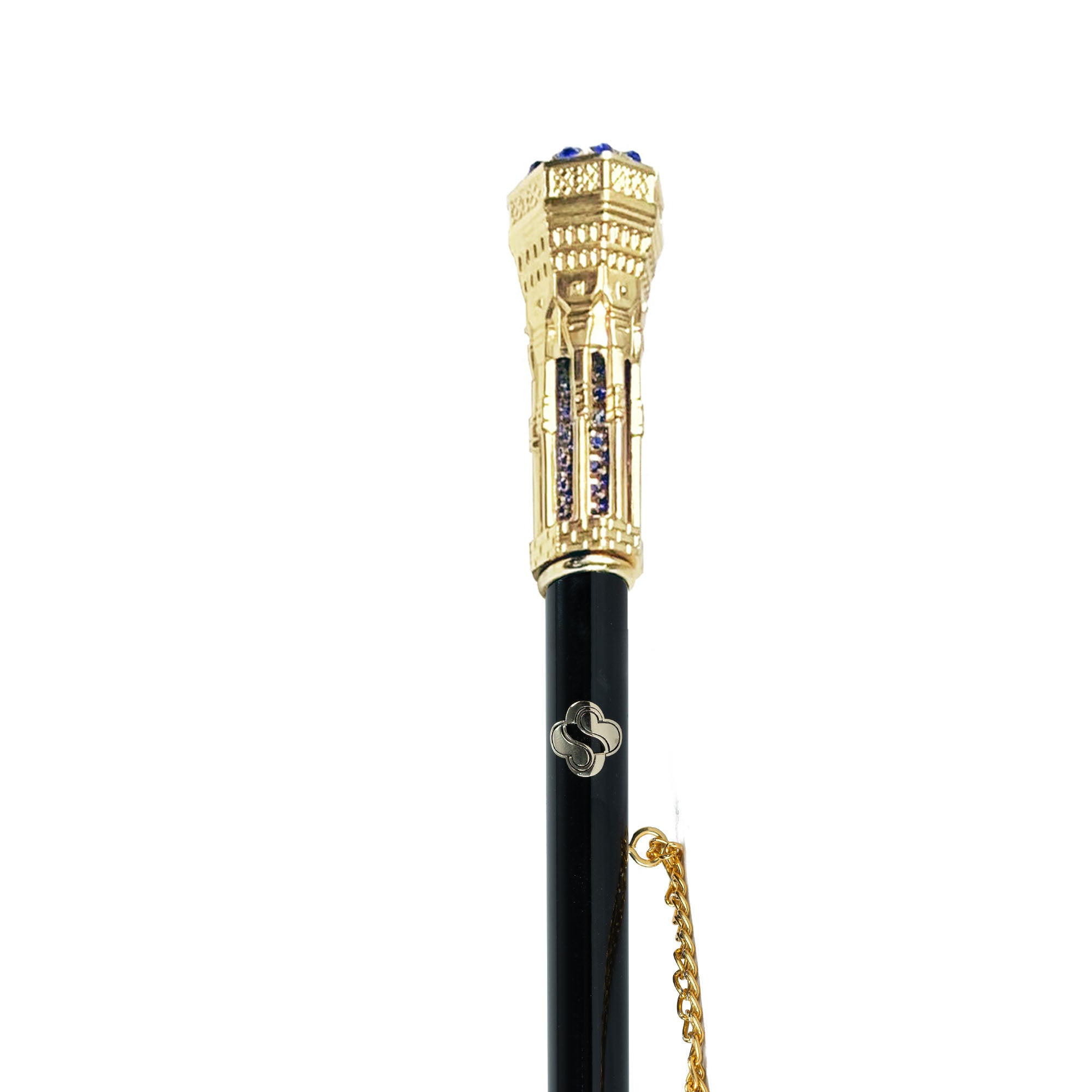 Handmade Sapphire Tower Shoehorn with 24K Gold-Plated Handle