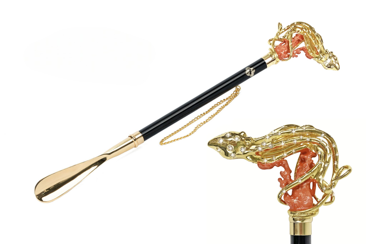 Golden Octopus 24K Gold-Plated Shoehorn with Intricate Tentacle Handle