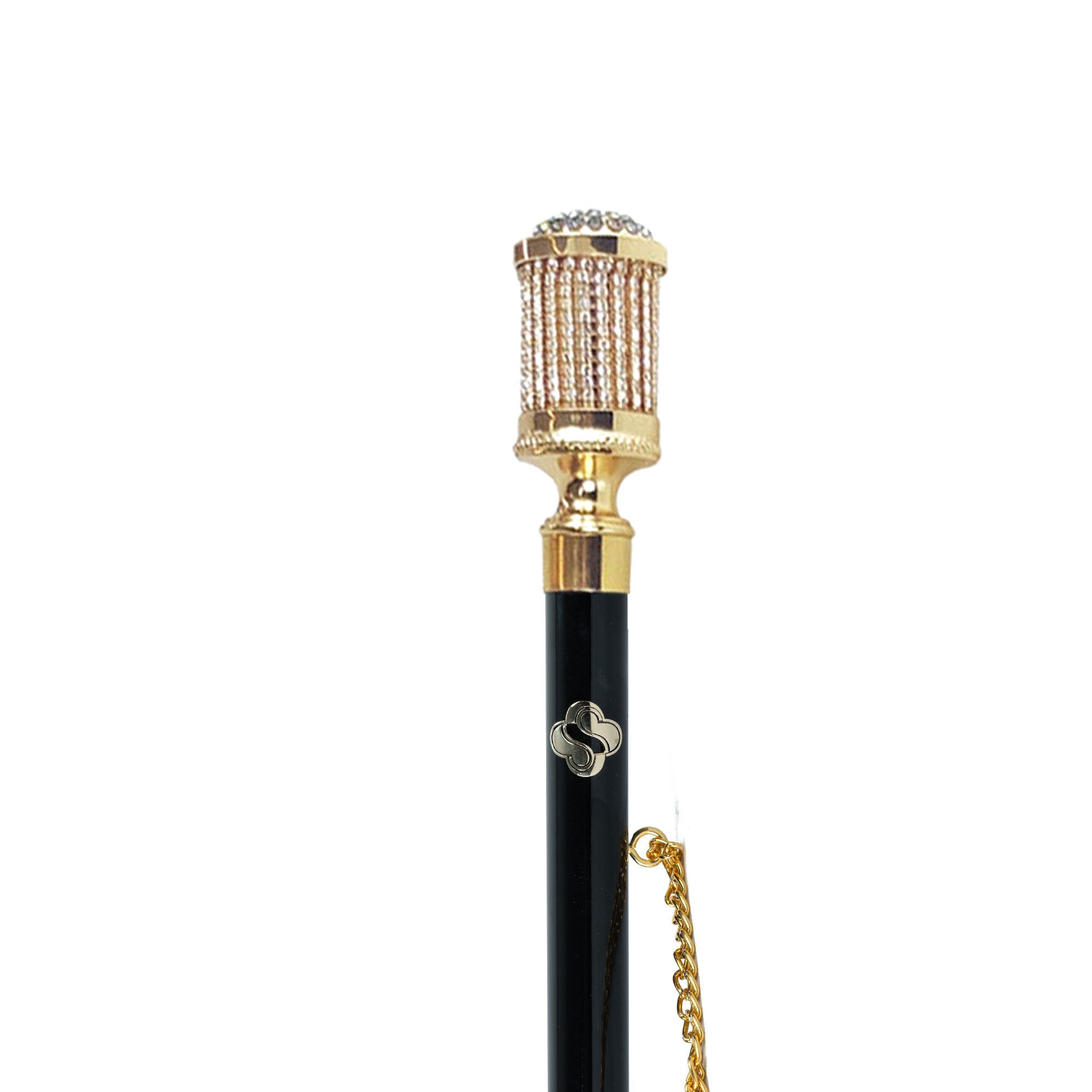 Glamorous Italian Shoehorn with 24K Gold-Plated Handle and Crystals