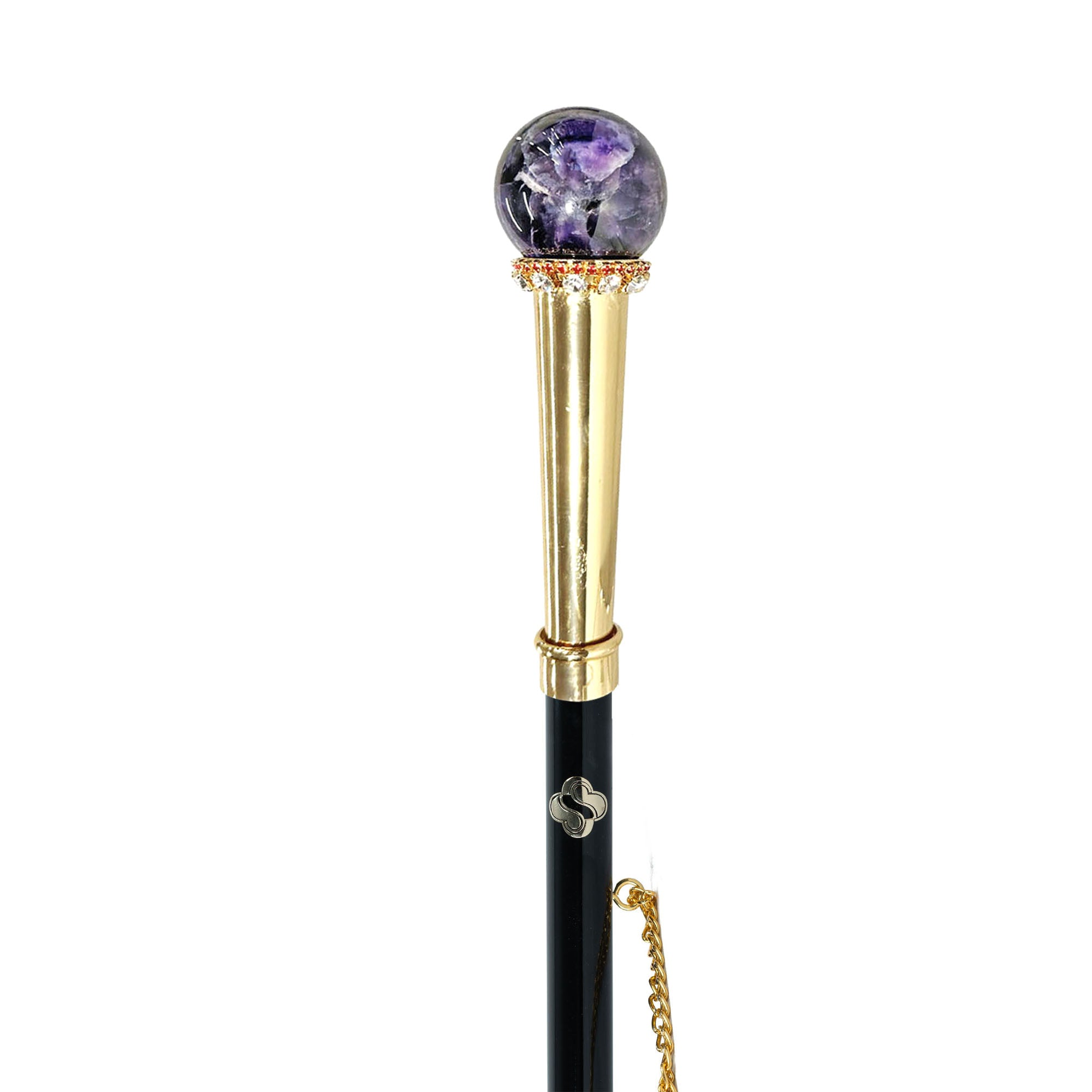 Exquisite Shoehorn with Natural Amethyst Crystal Sphere Handle