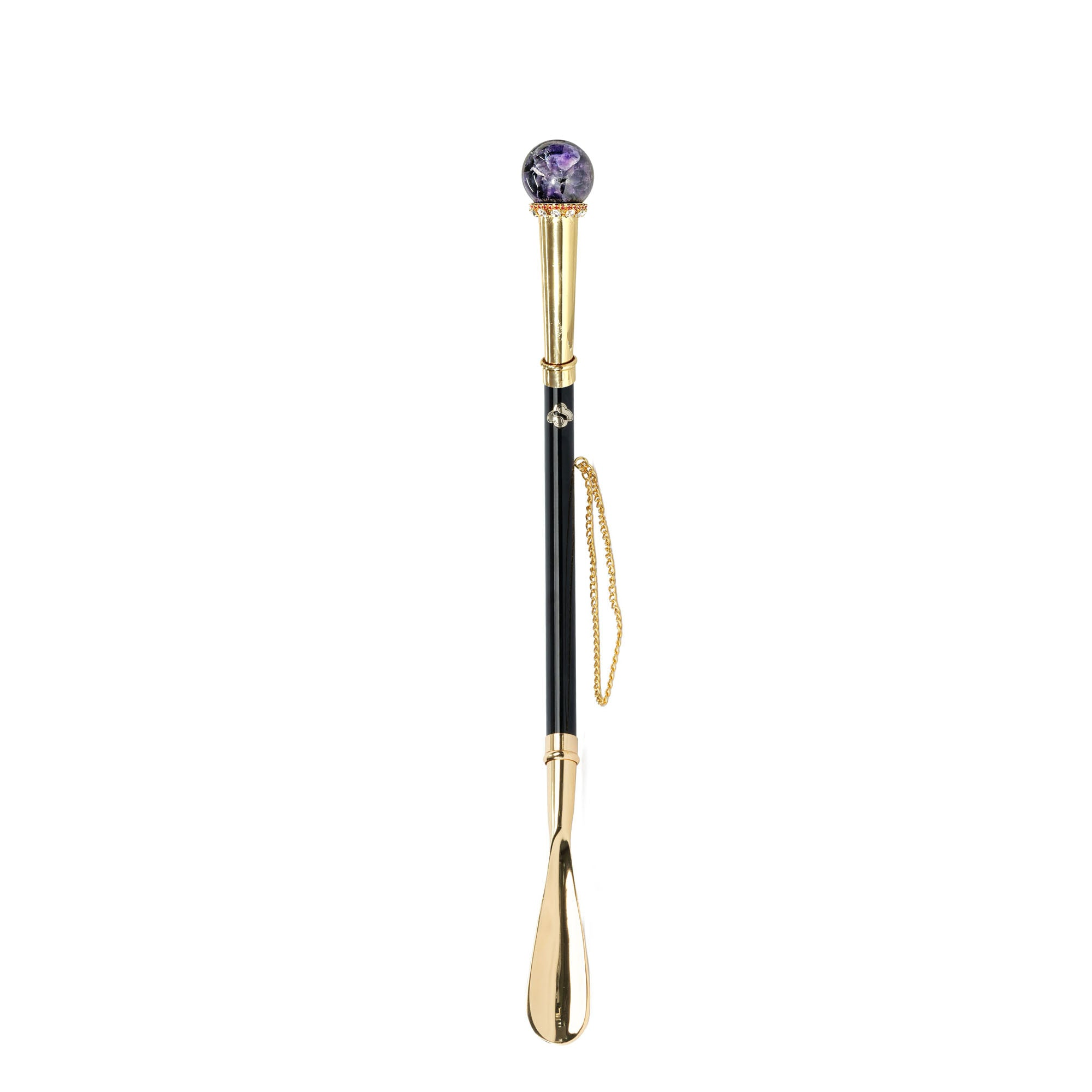 Exquisite Shoehorn with Natural Amethyst Crystal Sphere Handle