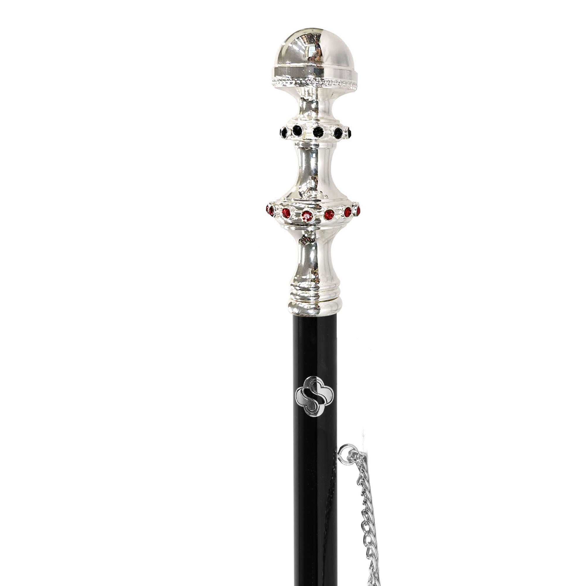 Artisanal Shoehorn with Black and Red Crystals – 925 Silver-Plated