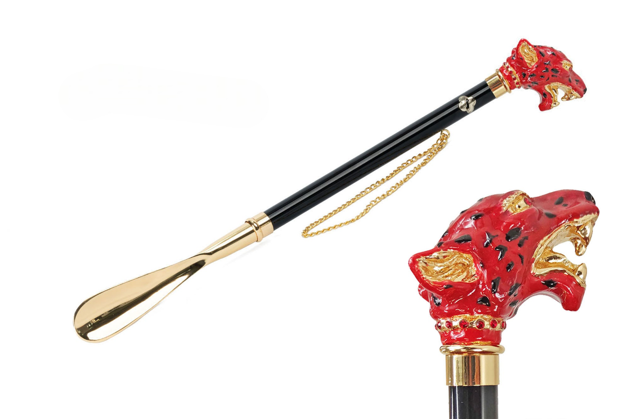 Vibrant Design 24K Gold-Plated Shoehorn with Colorful Puma Handle