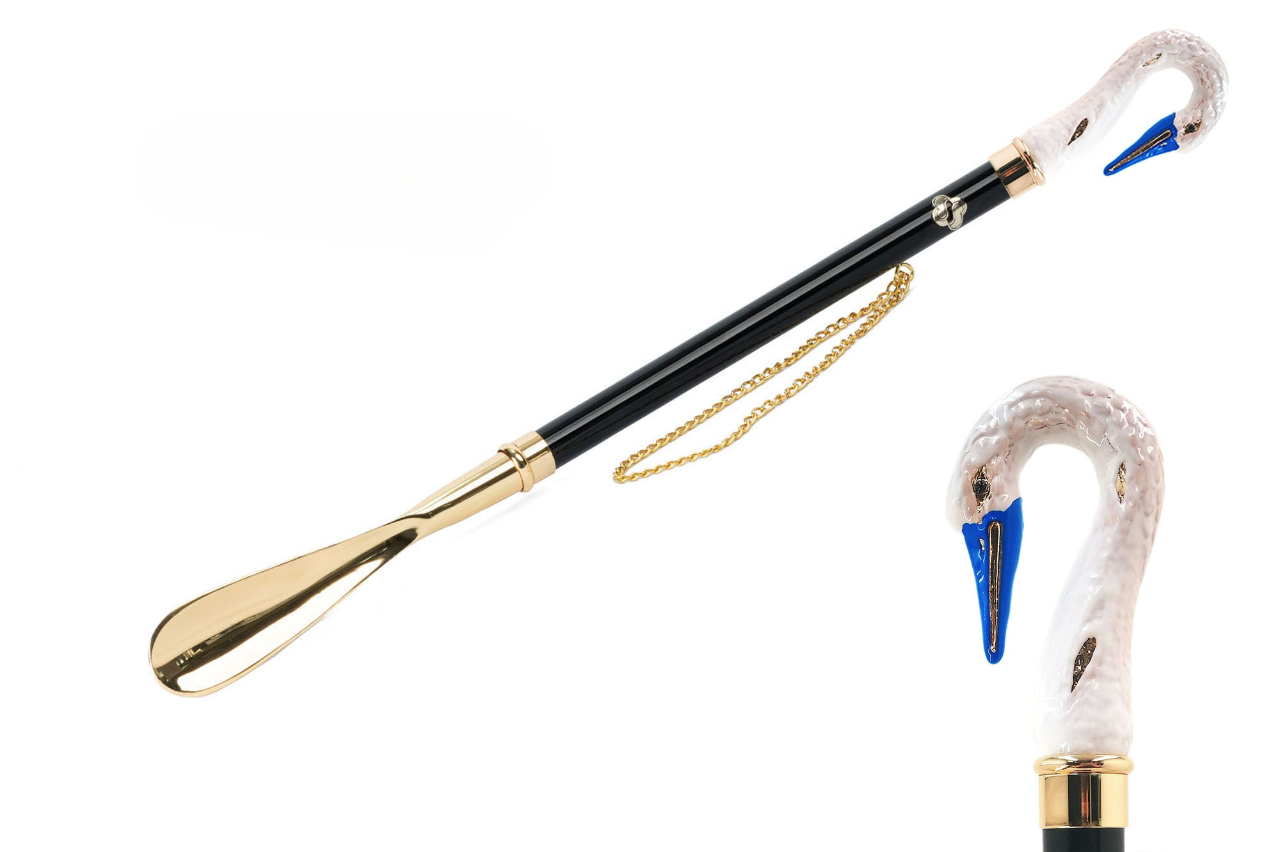 Exclusive Swan Hand-Painted 24K Gold-Plated Swan Shoehorn