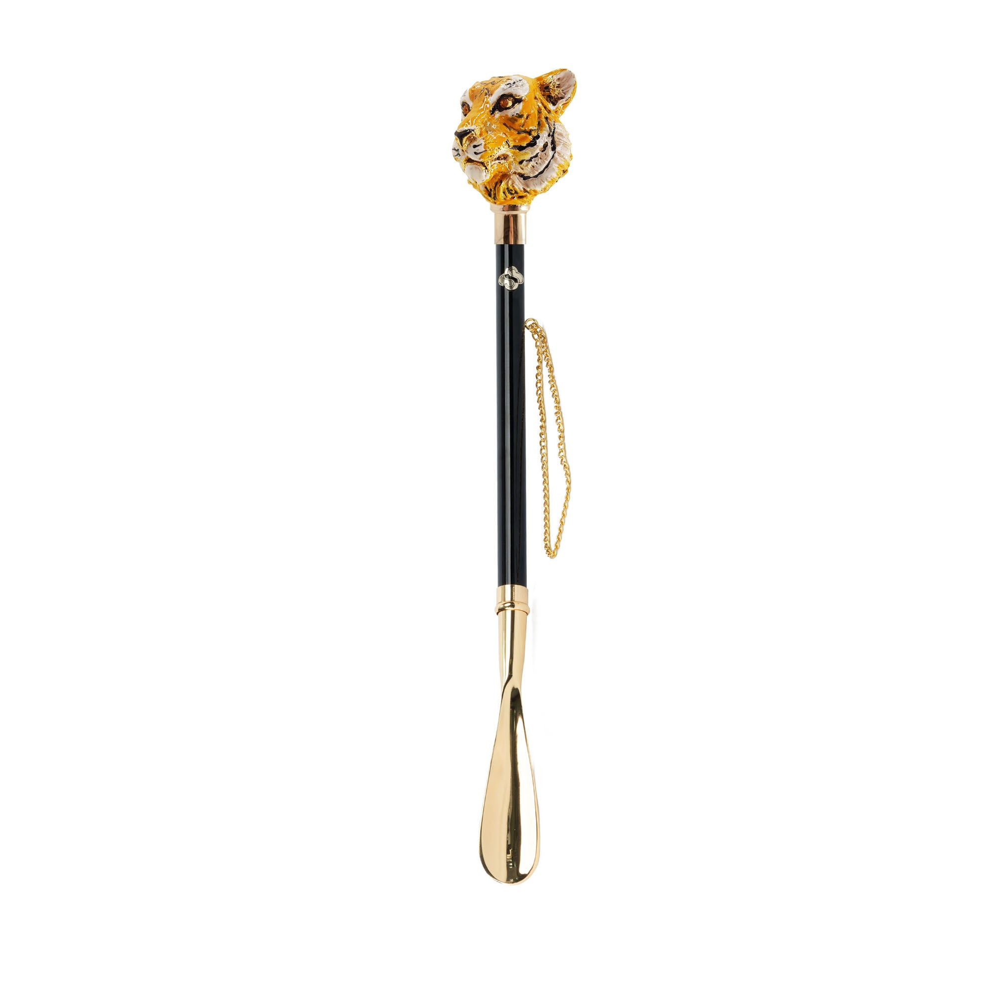 Luxury 24K Gold-Plated Shoehorn with Hand-Painted Tiger Handle