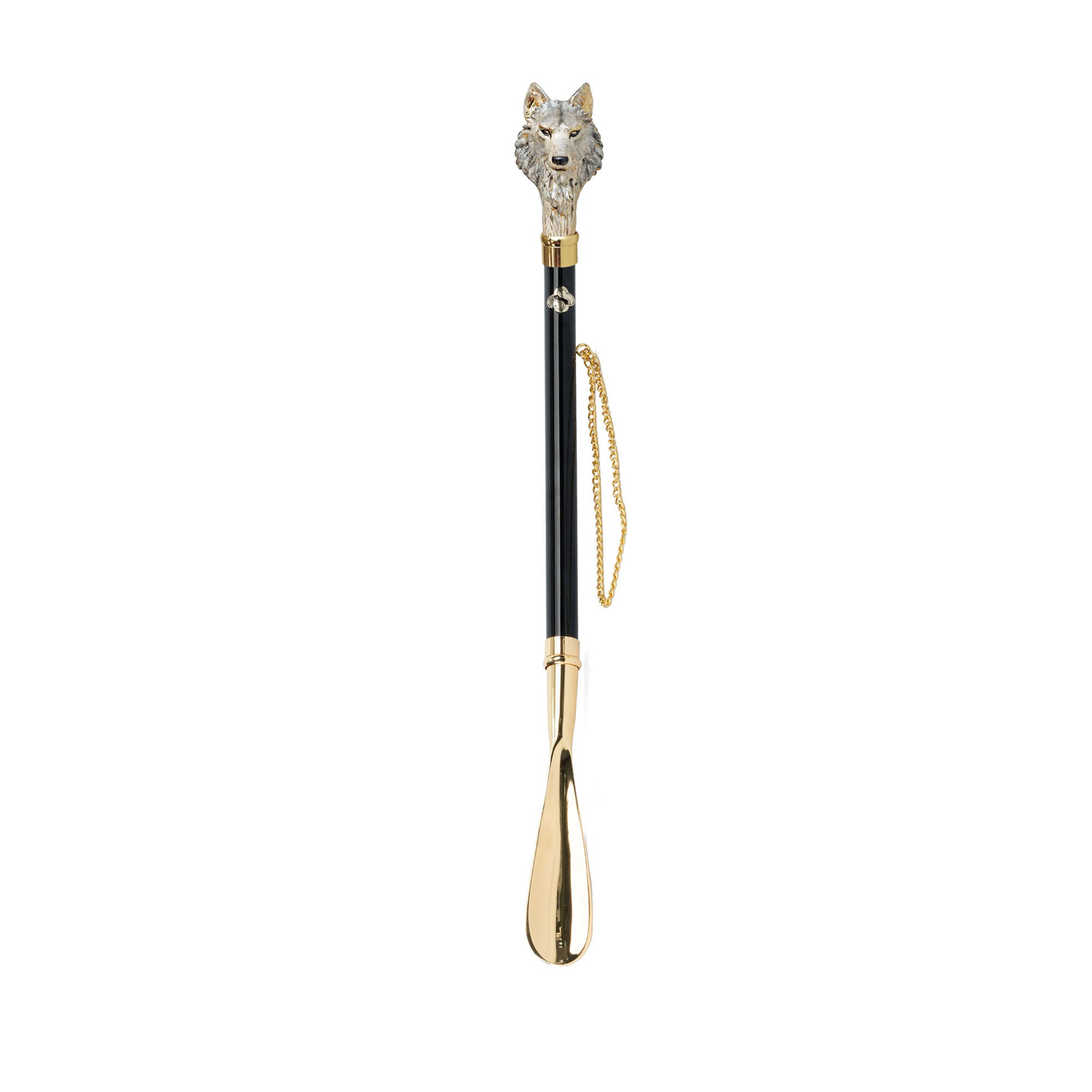 Luxury 24K Gold-Plated Shoehorn with Hand-Painted Wolf Handle