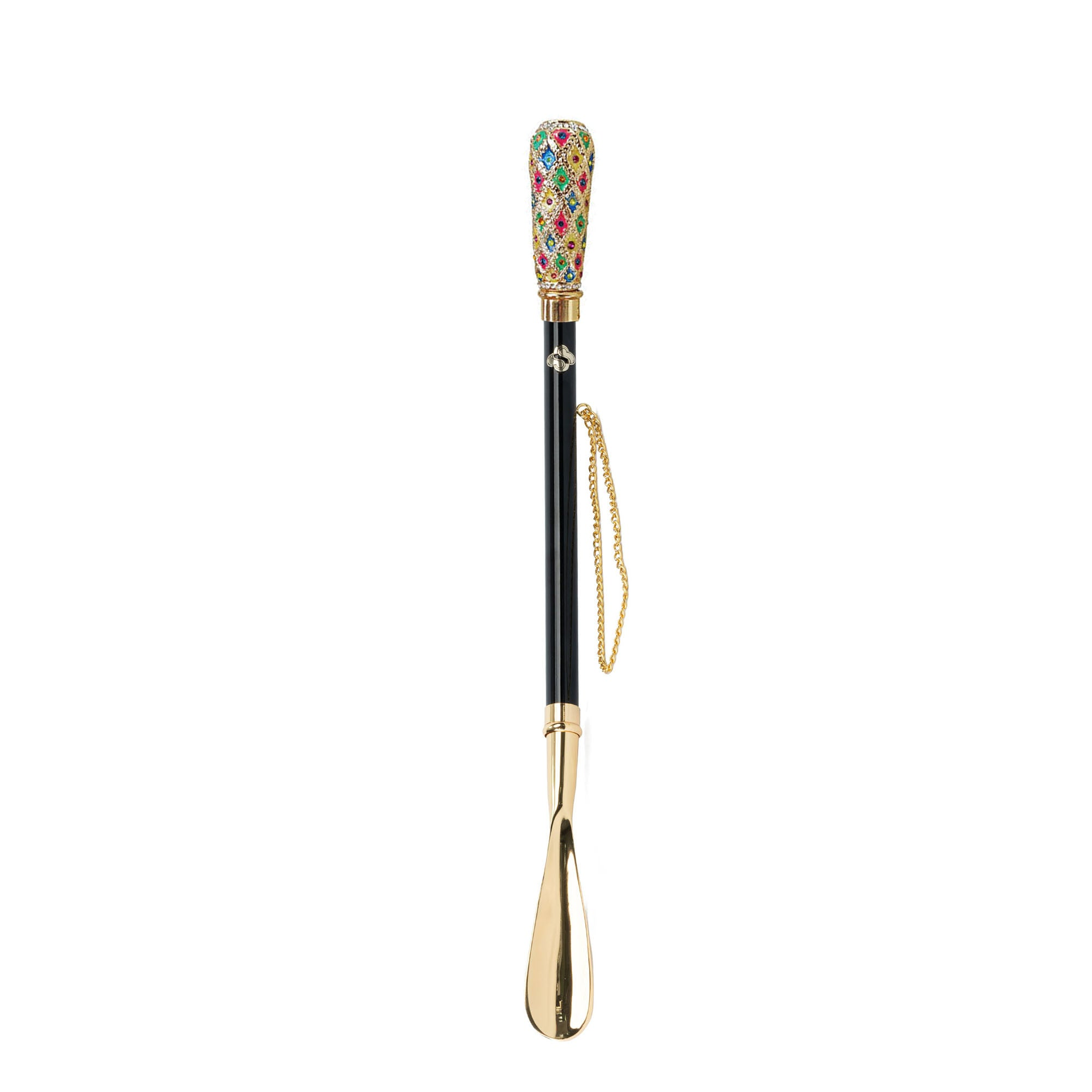 Luxury 24K Gold-Plated Shoehorn with Hand-Painted Crystal Handle