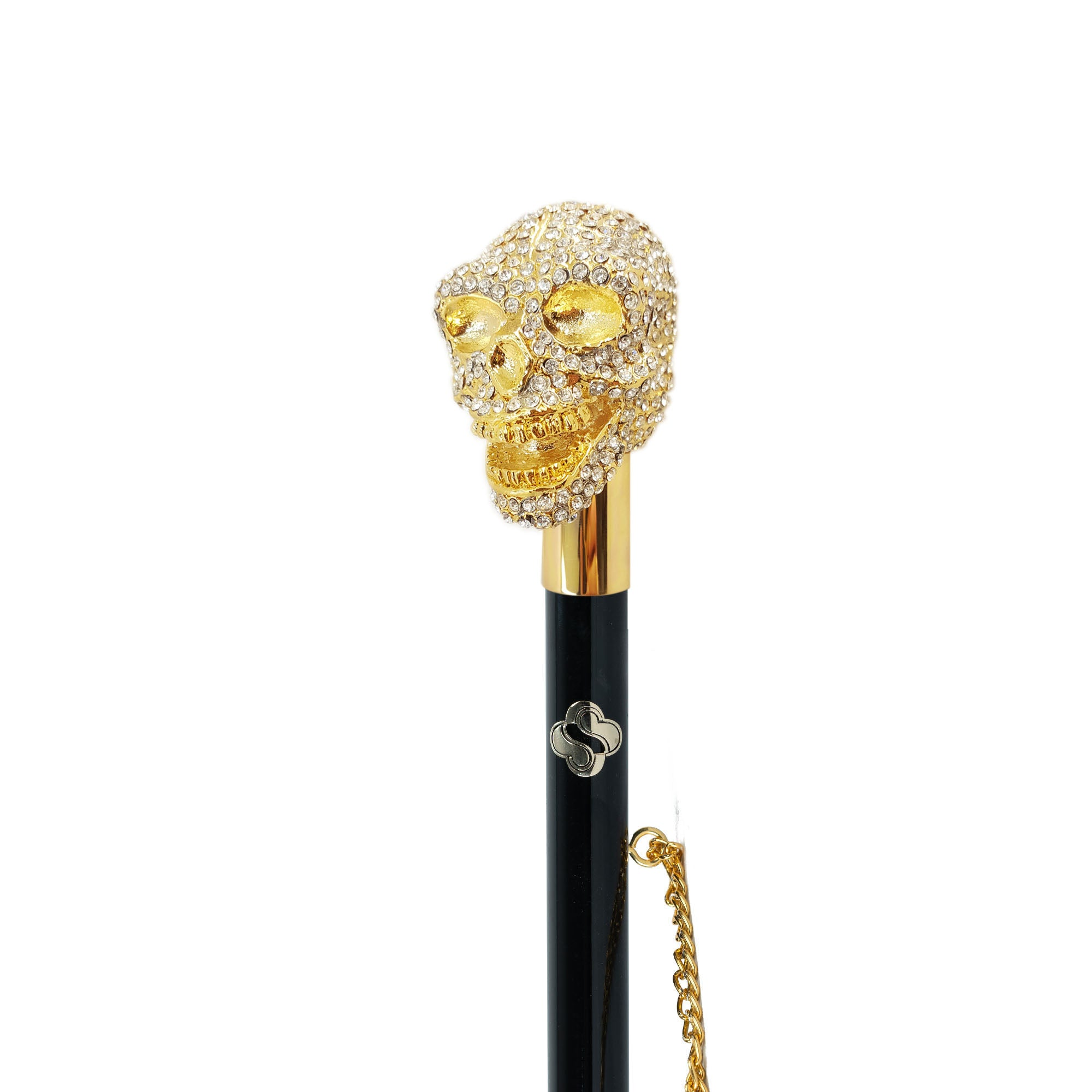 Luxury 24K Gold-Plated Skull Shoehorn with Thousands of Crystals