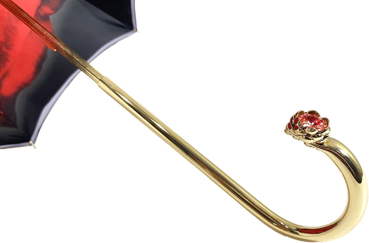 Handcrafted Elegant Red Double Canopy Umbrella with Rose Design