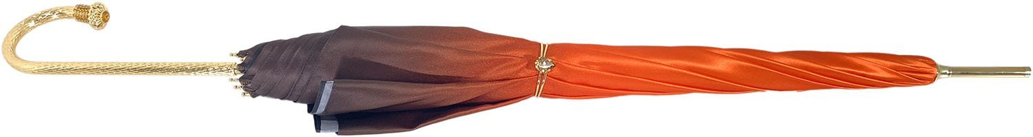 Handmade Beautiful Double Canopy Umbrella in Luxurious Orange Satin