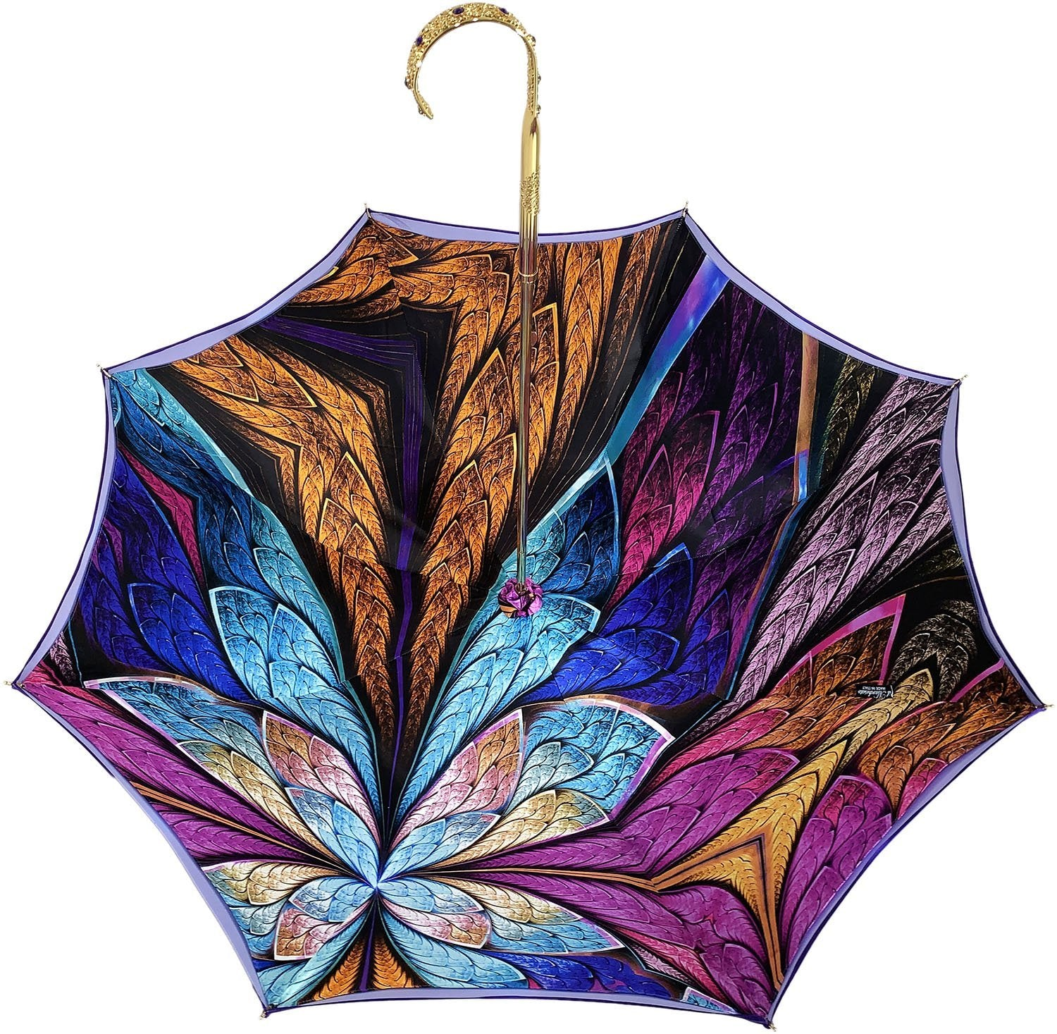 Fantastic Double Canopy Gold-Plated Handle Luxury Purple Umbrella