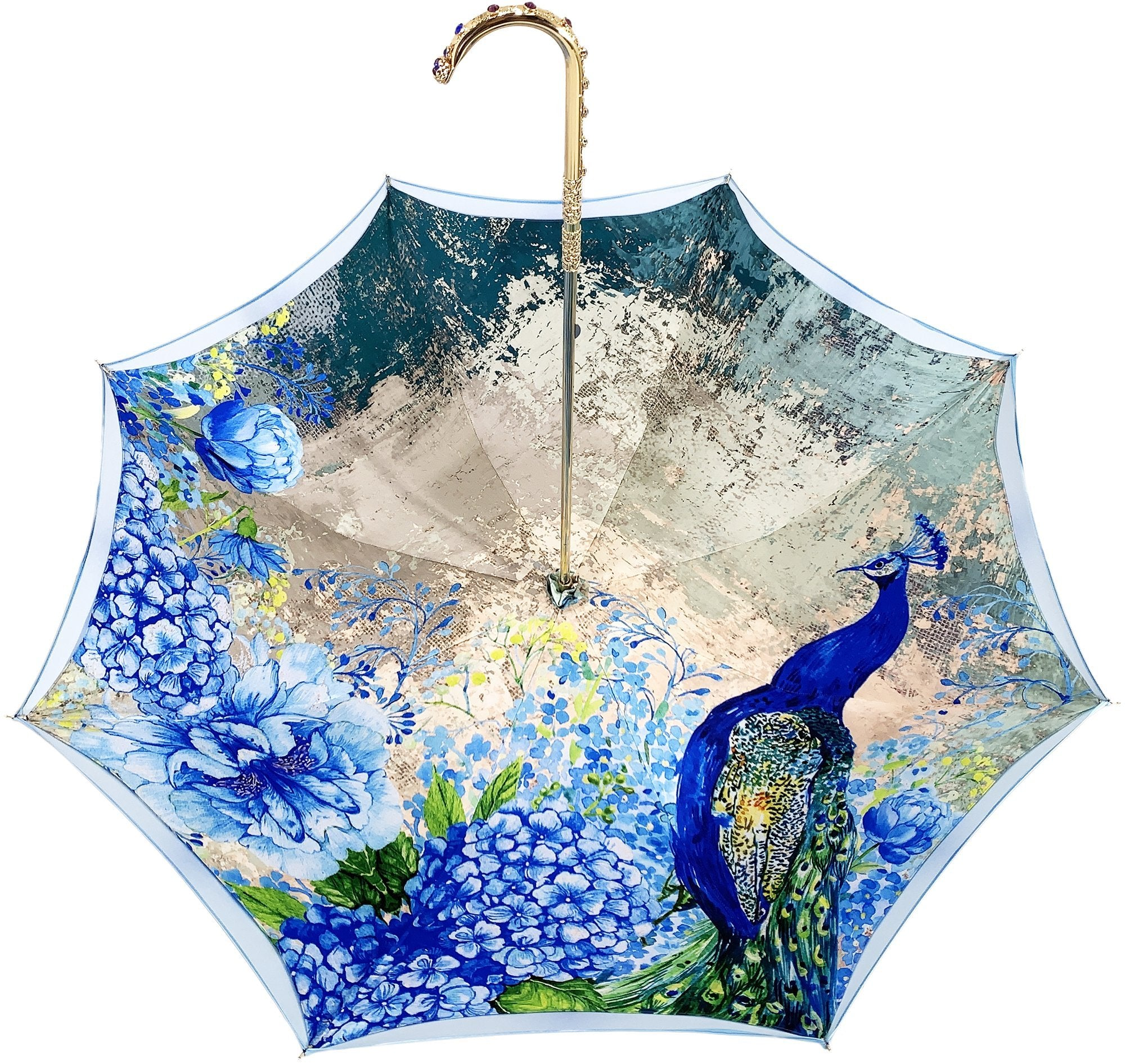 Luxury Peacock Umbrella – Italian Handmade Masterpiece