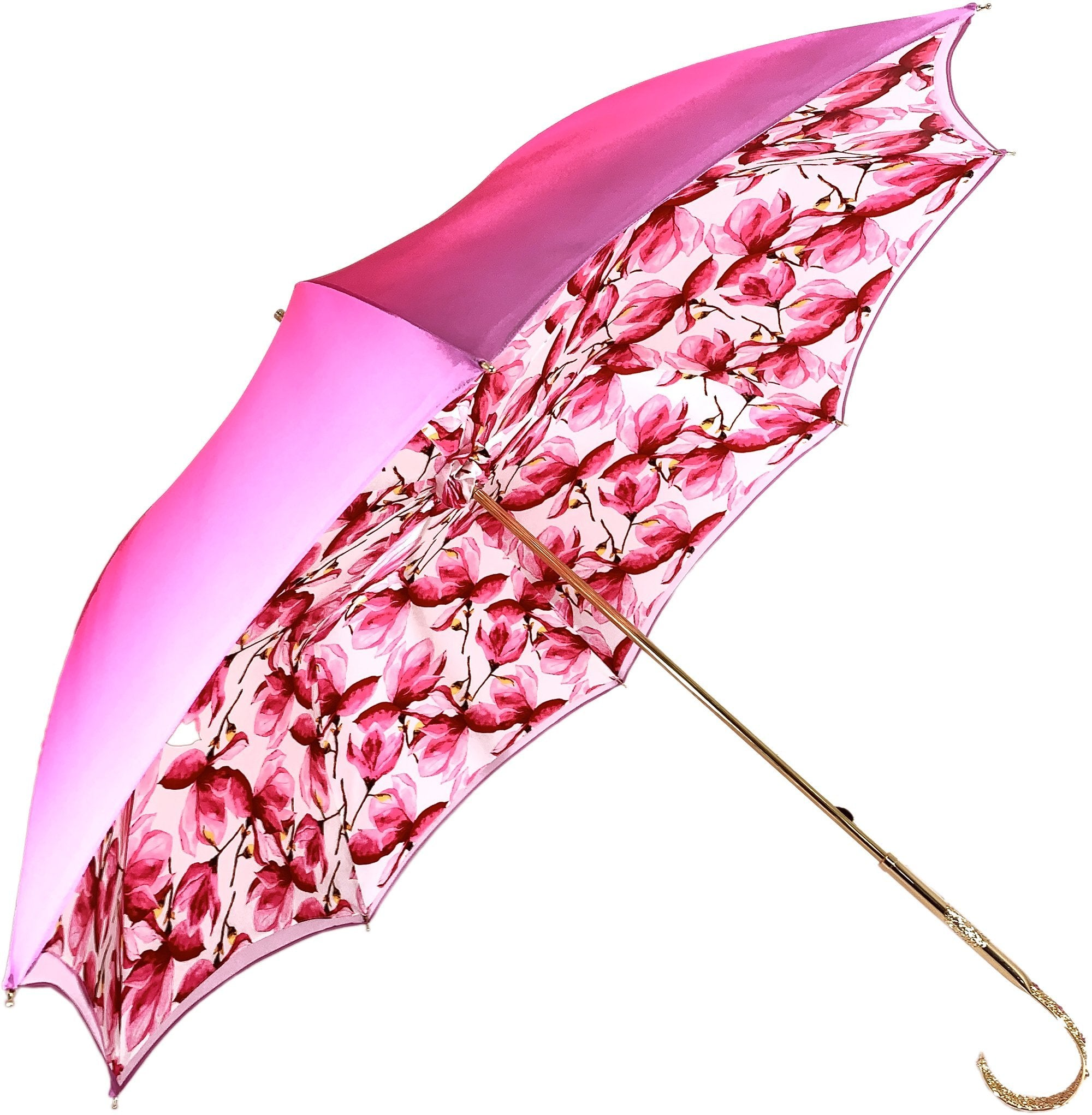 Fuchsia and Pink Double Canopy Umbrella with Floral Interior Design