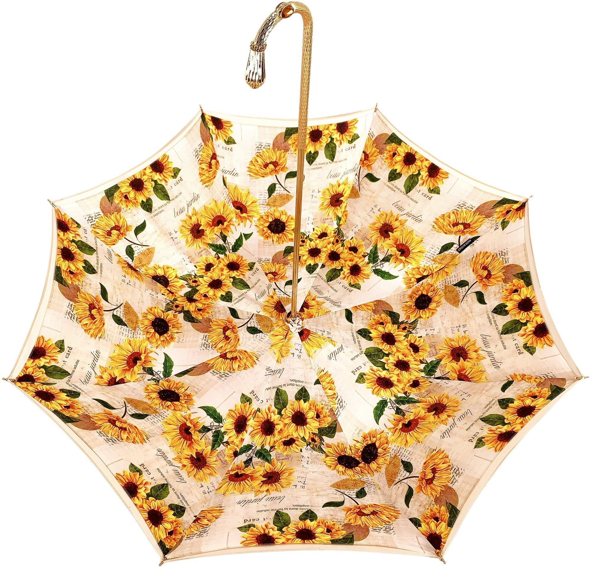 Sunflower Elegance – Double Canopy Umbrella with 24K Gold Details