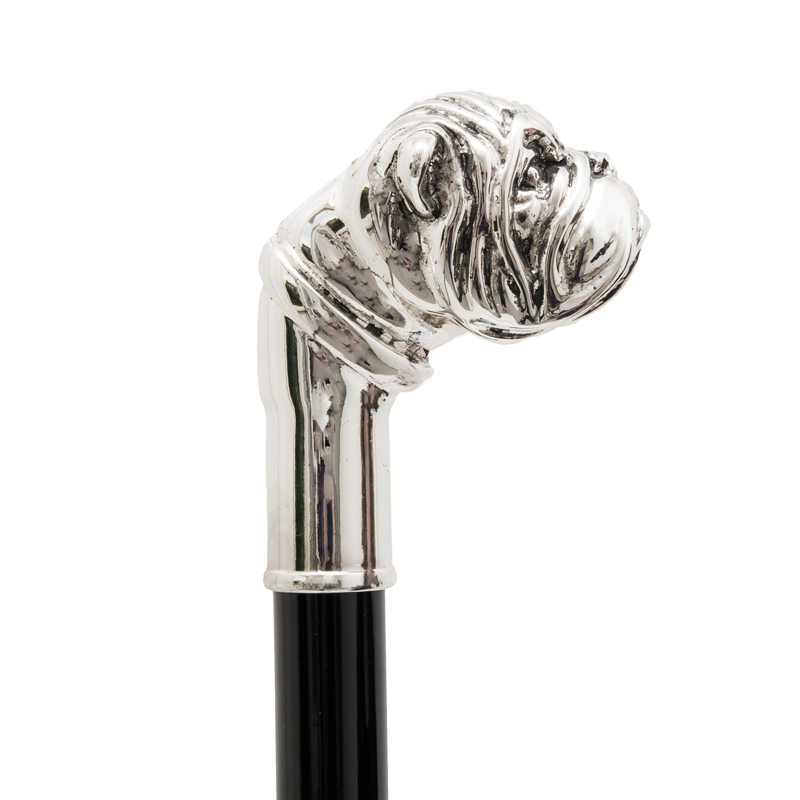 Silver Bulldog Umbrella with Metal Handle – Handmade in Italy