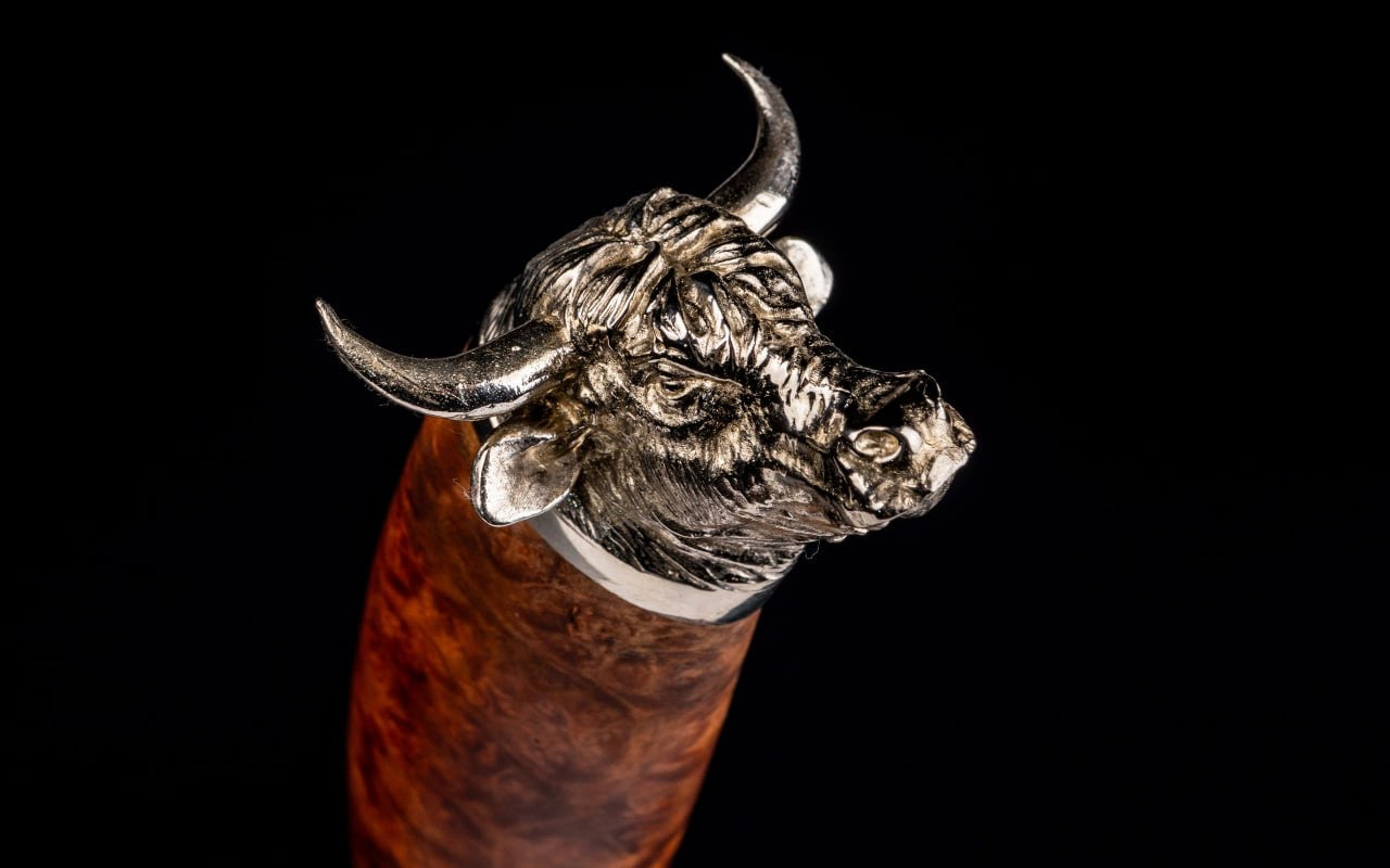 Personalized Handcrafted Knife Brass Bull Maple Burl - Elegant Knives