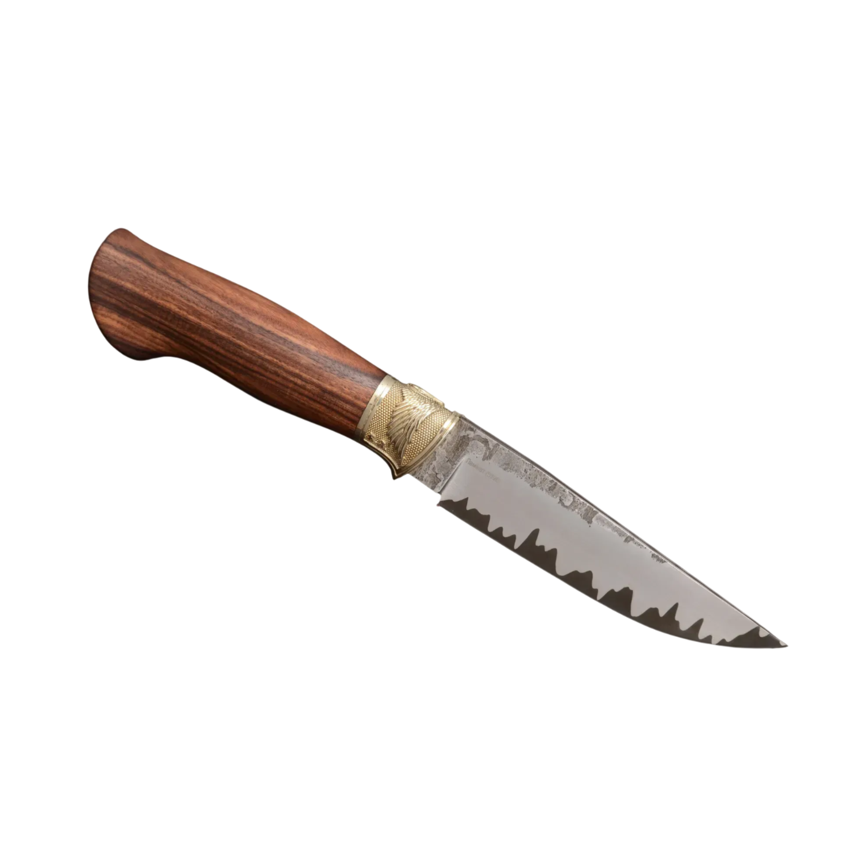 Blue Custom Knife S390 Core, Ironwood Handle, Leather Sheath