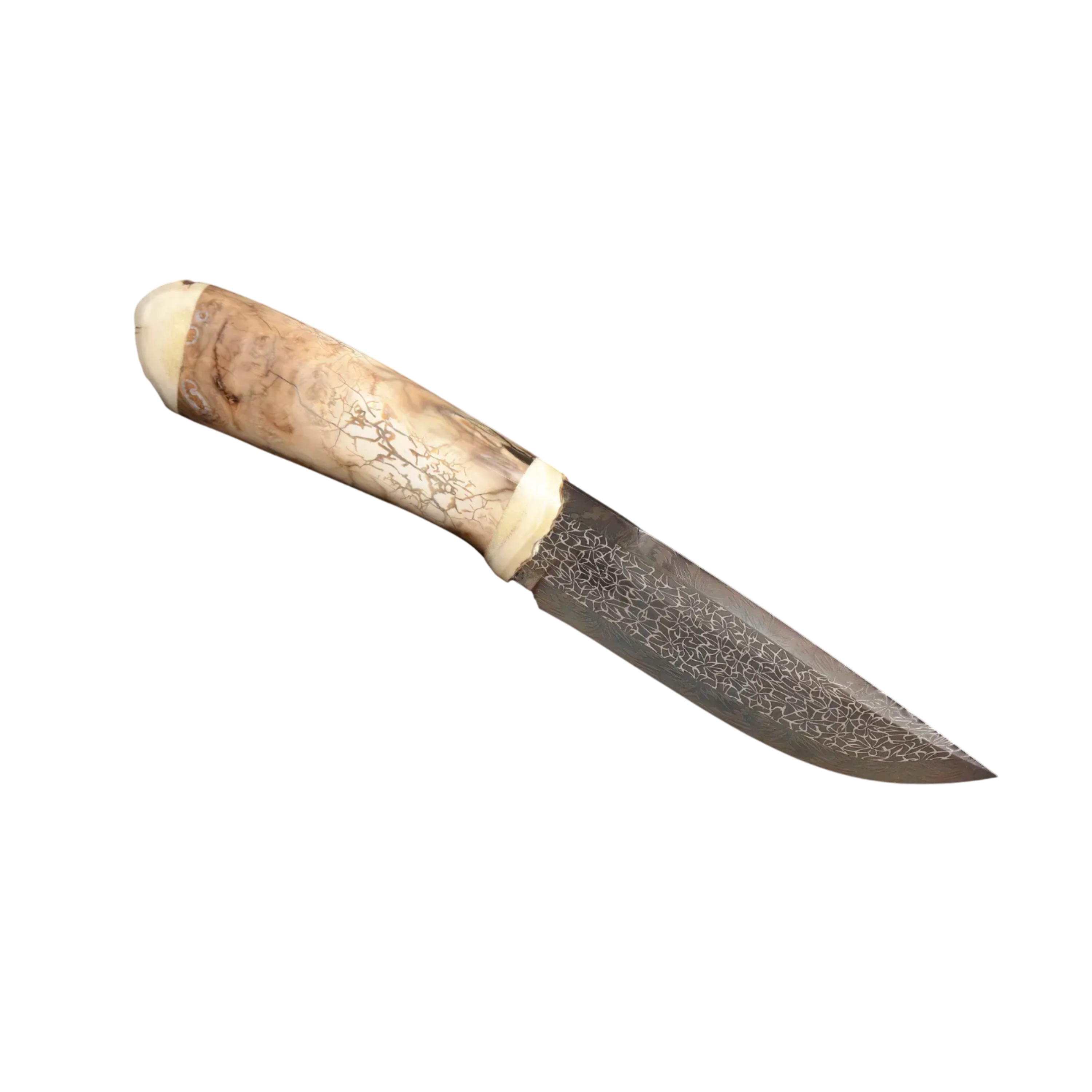 Exclusive Mosaic Damascus Knife with Mammoth Tooth Handle