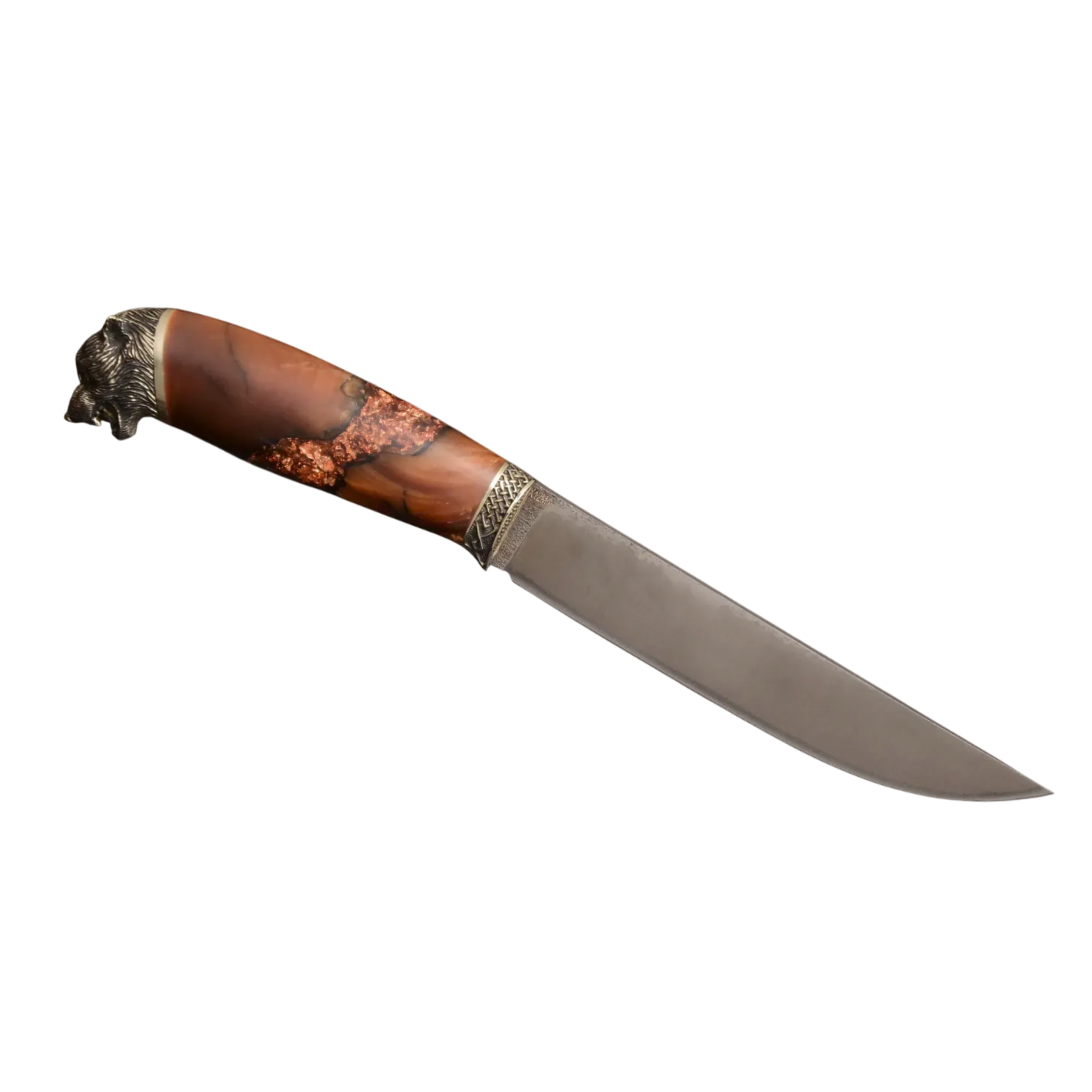 Unique Durable Steel Knife with Hybrid Handle and Leather Sheath
